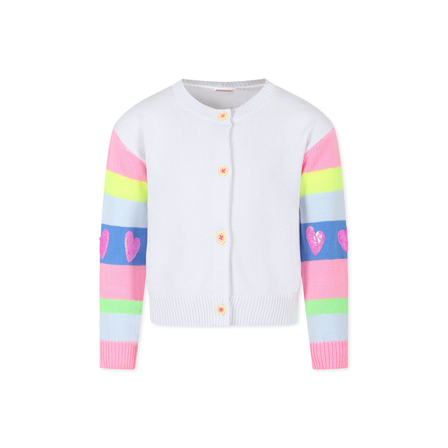 Billieblush Cotton Striped-sleeve Cardigan In White