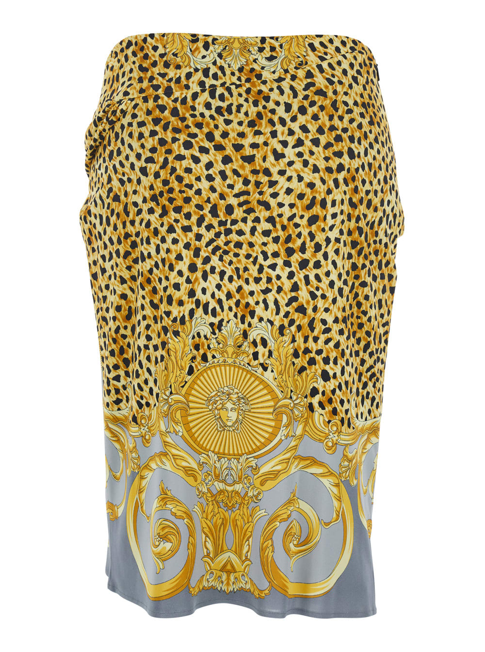 Versace Skirt Cheetah Foulard On Responsible Heavy Viscose Liquid Jersey In Multi