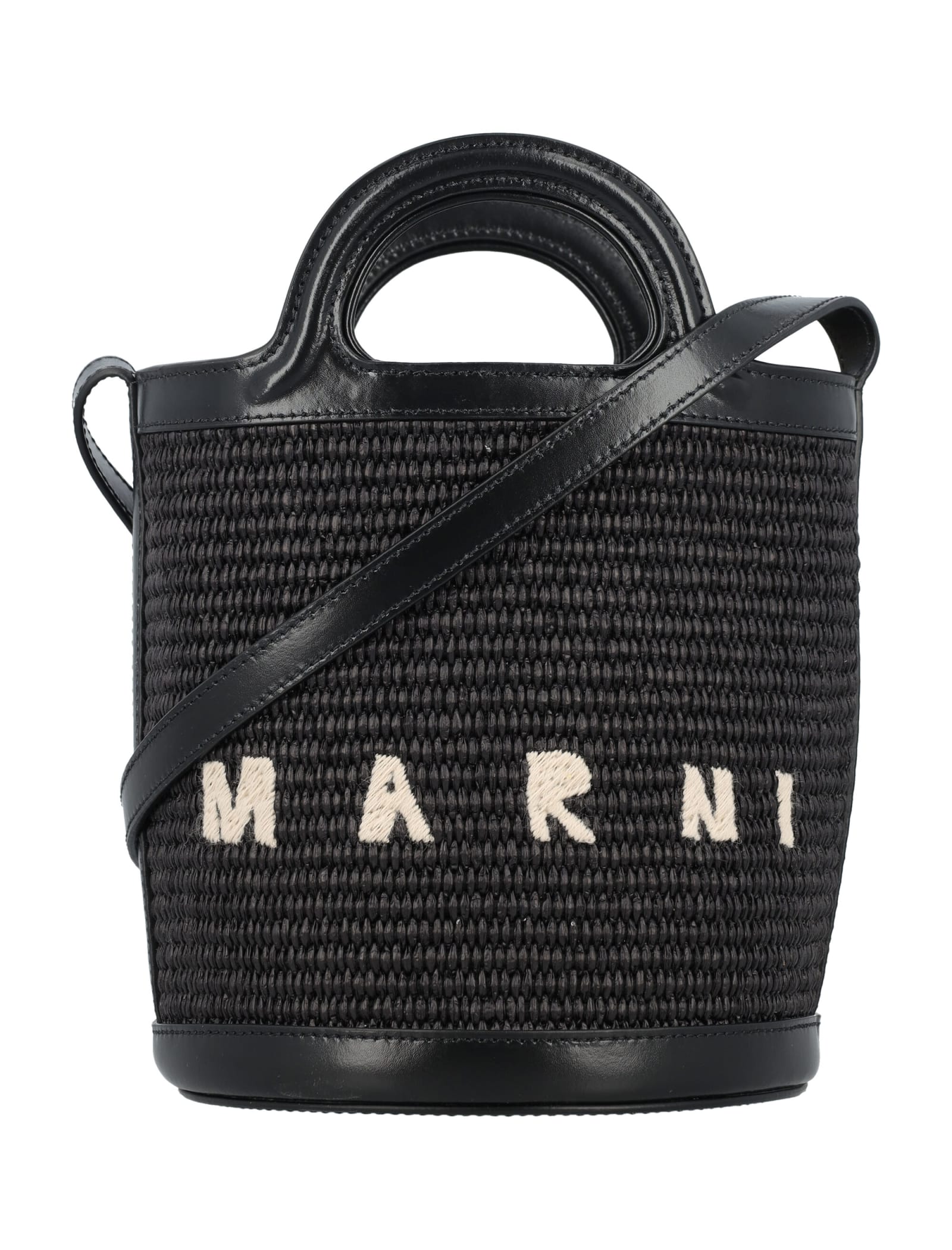 Marni Tropicalia Small Bucket Bag In Black