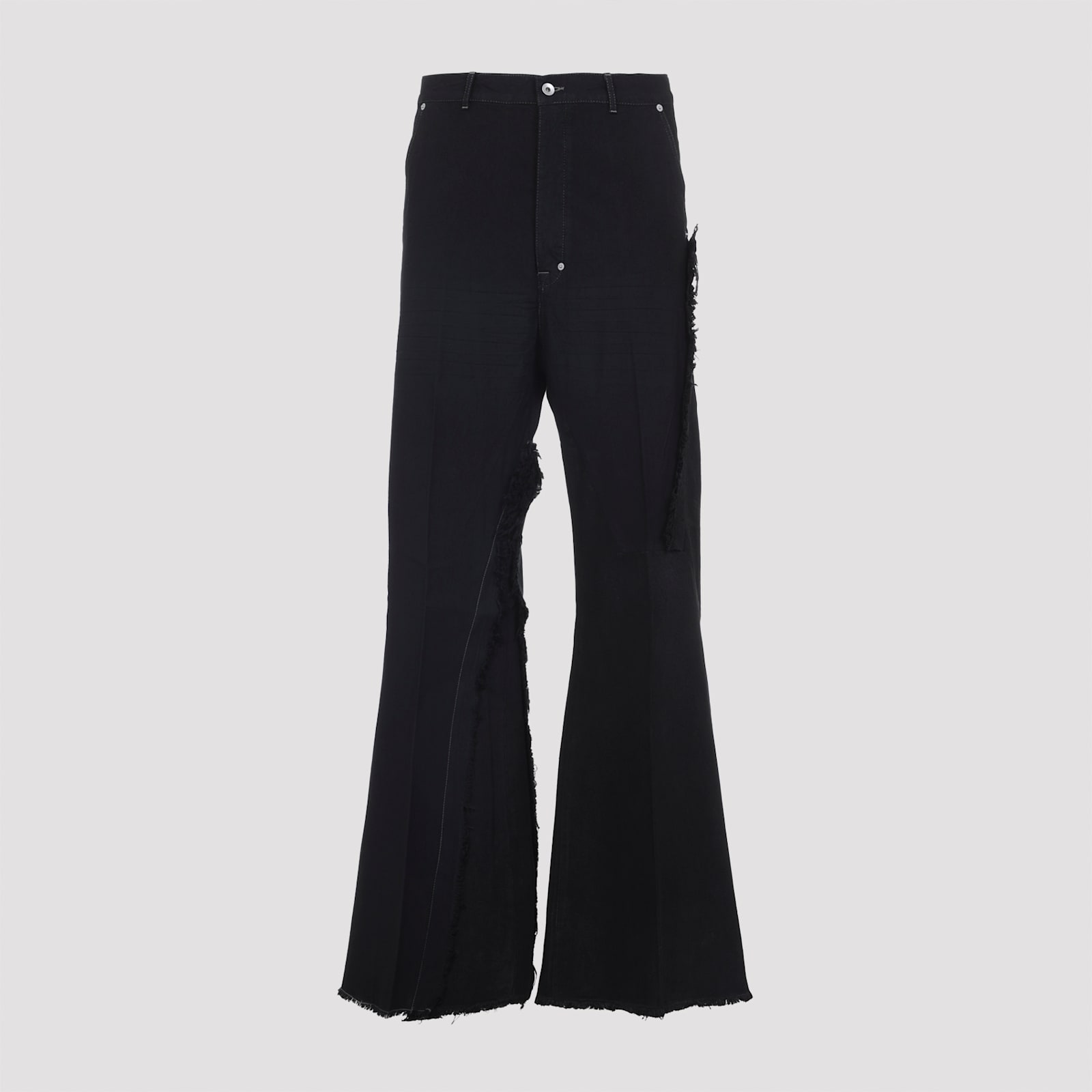 Rick Owens Casual Trousers With Frayed Detailing And Pockets In Black