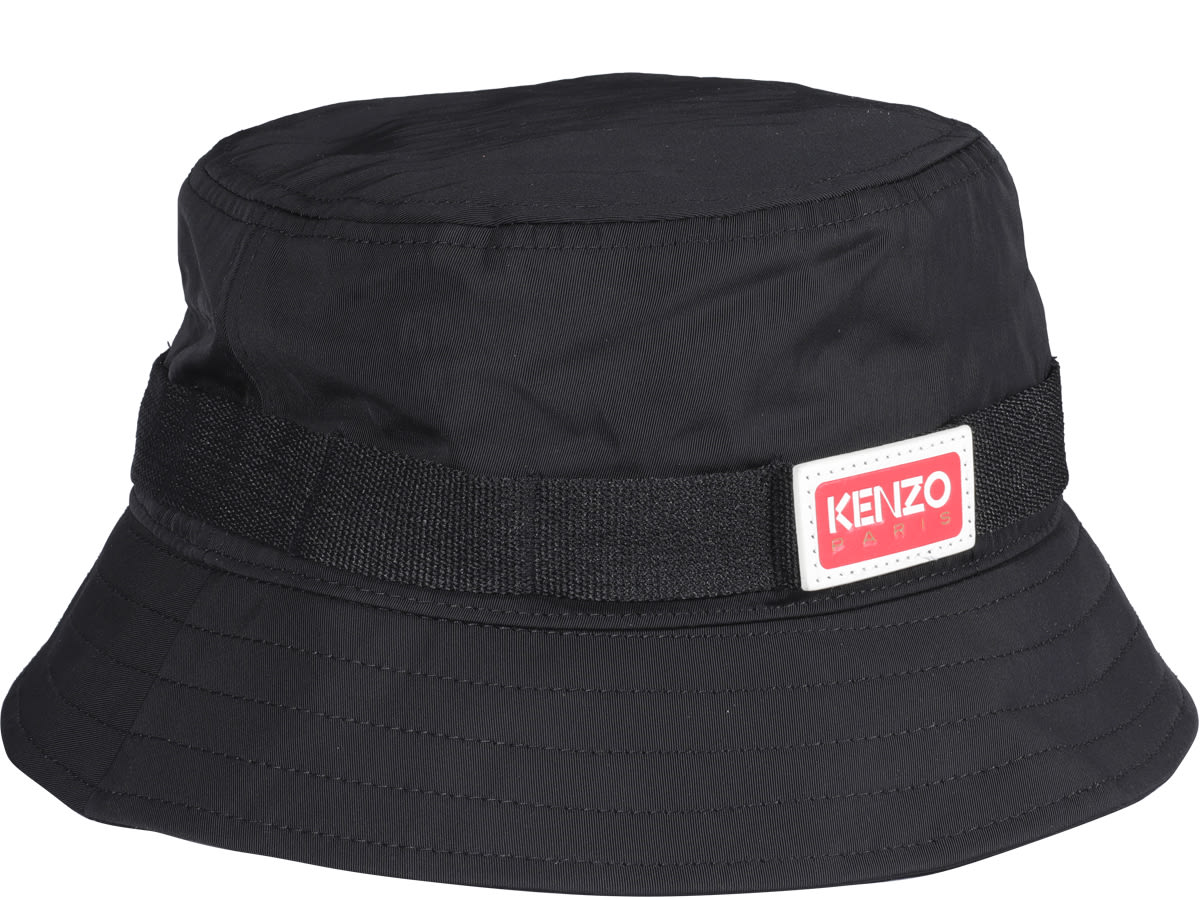 Shop Kenzo Logo Bucket Hat In Black