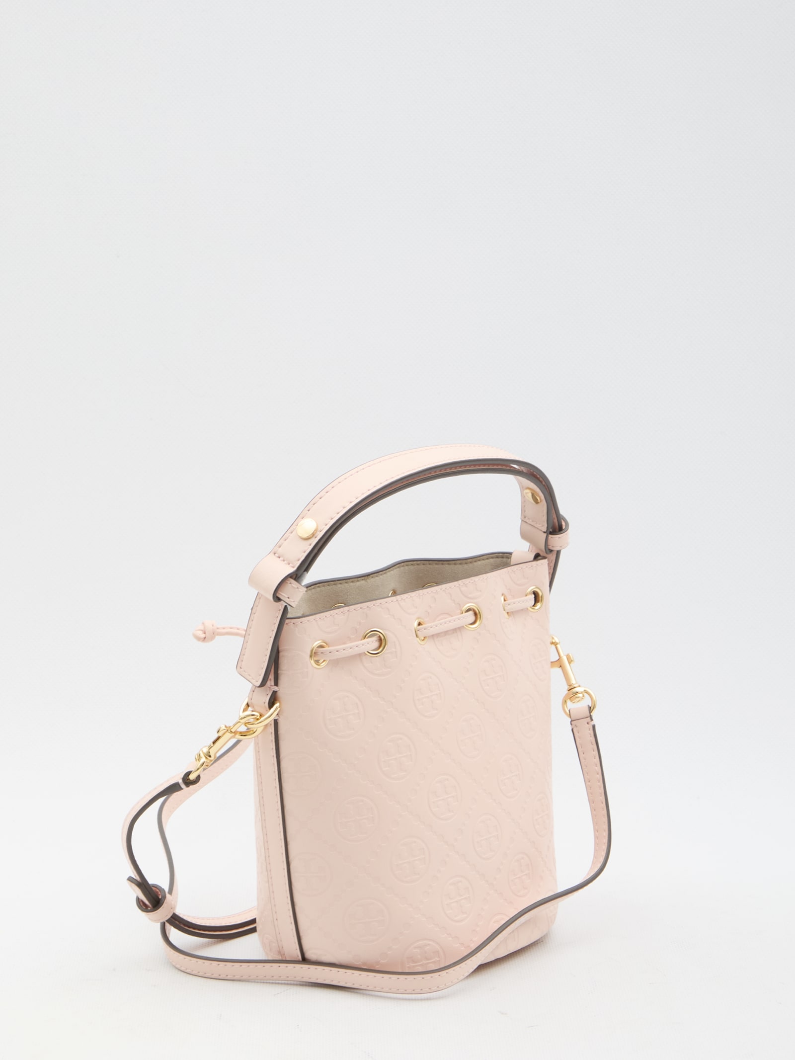 Shop Tory Burch T Monogram Mini Bucket Bag In Pink