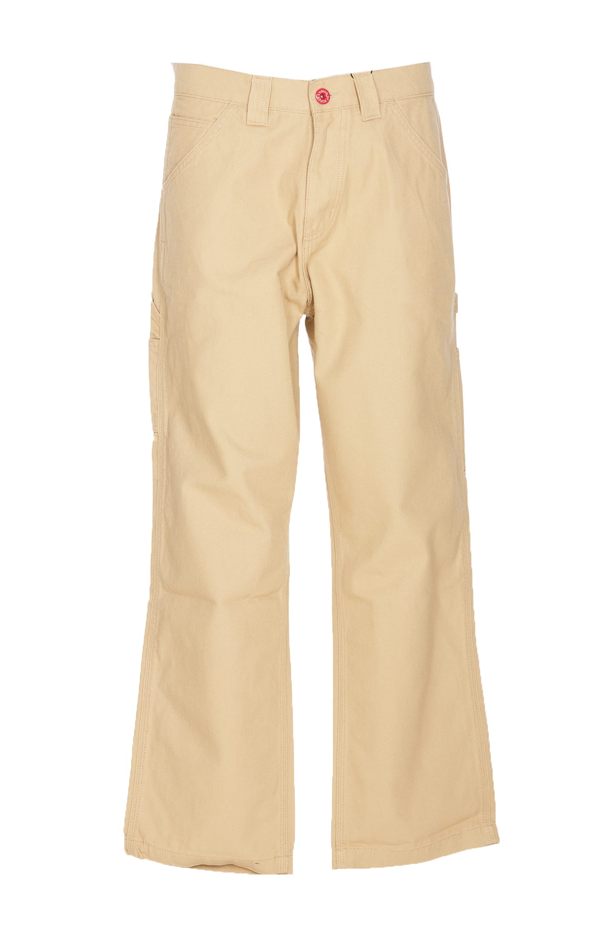 Shop Vision Of Super Sand Worker Pants With V-s Gothic Patches In Beige