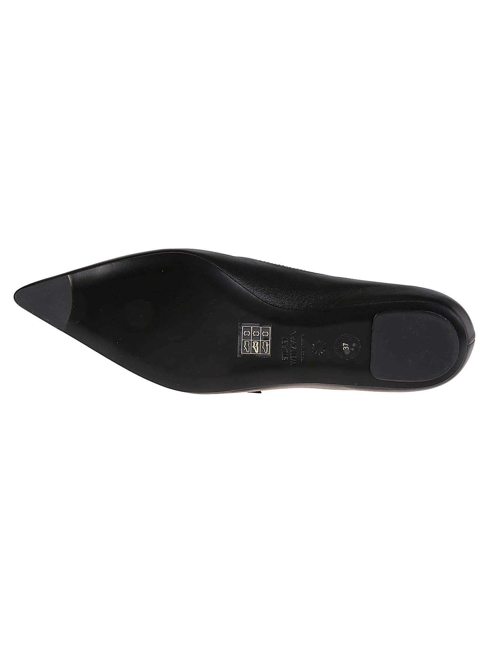 Stuart Weitzman Emilia Leather Mary Jane Point-toe Flats In Blk Black