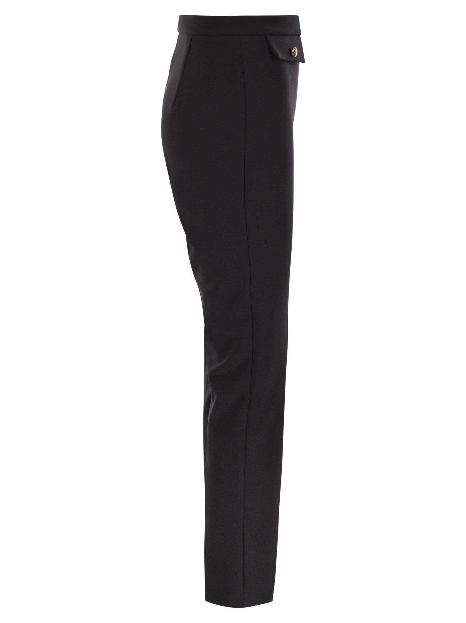 Elisabetta Franchi Double Crepe Trousers In Black