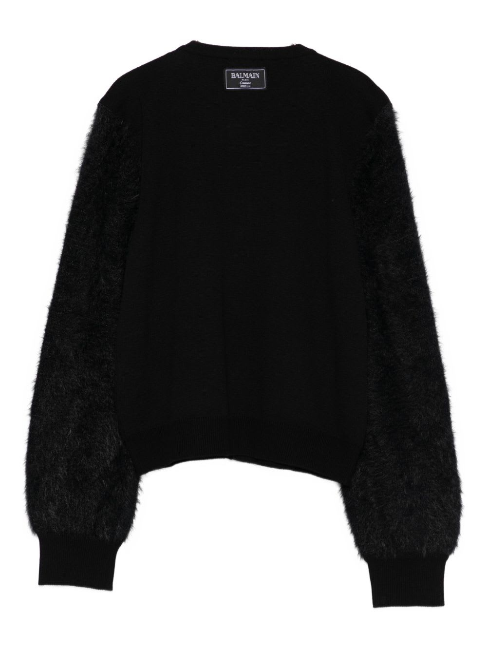 Balmain Fluffy-sleeve Button Cardigan In Black