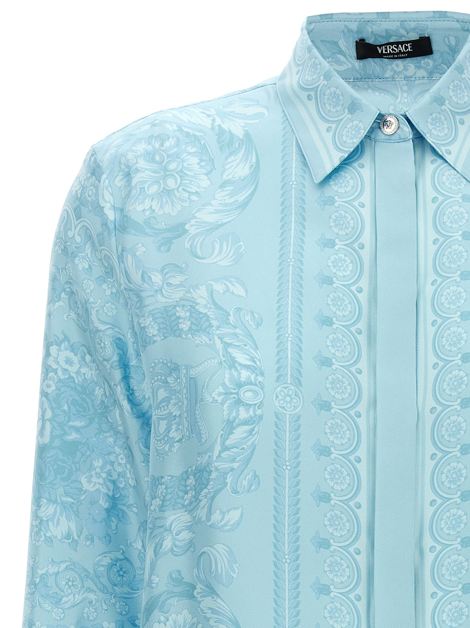 Shop Versace Barocco Shirt In Light Blue