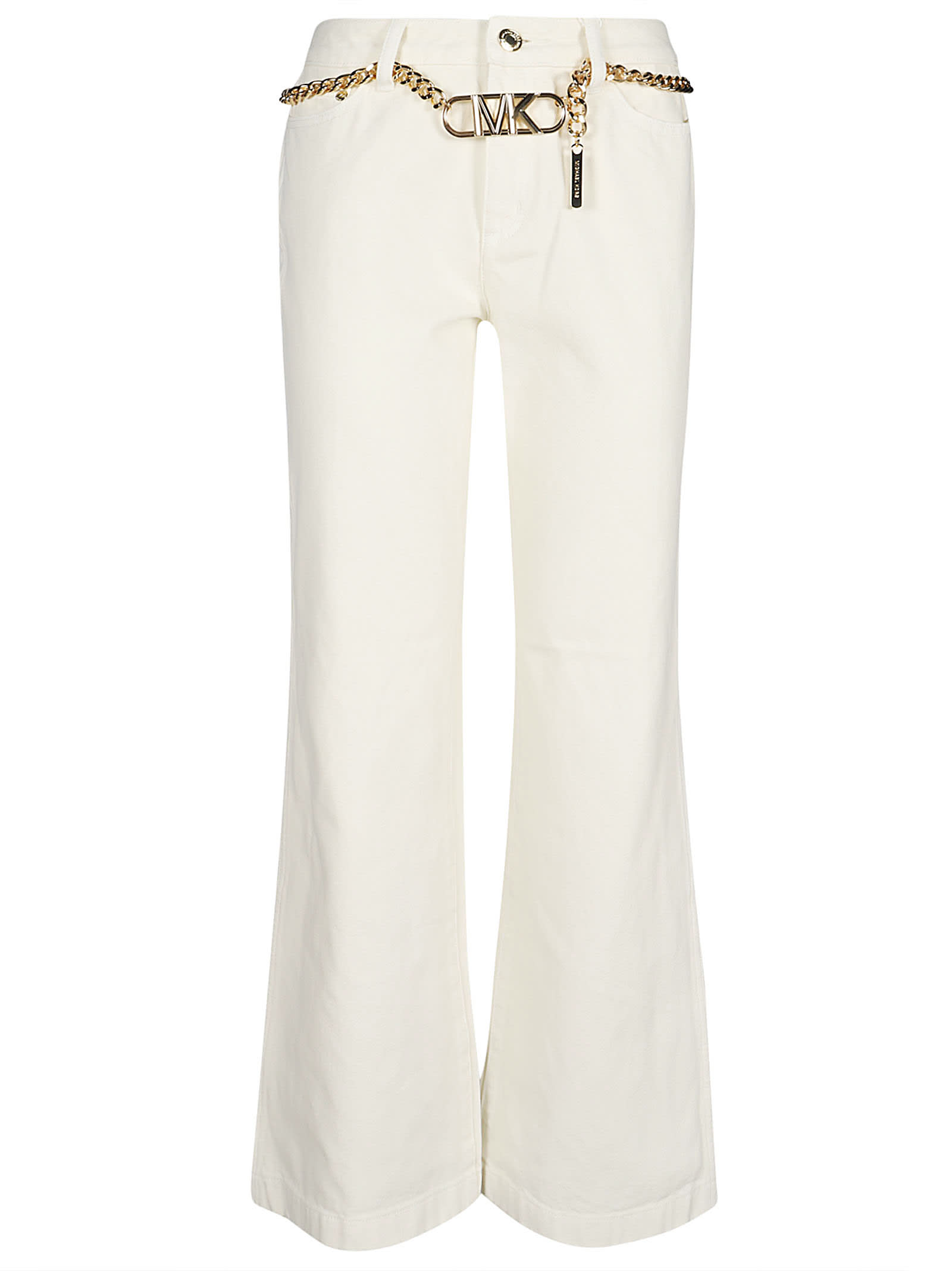 Chain Belted Wide-leg Jeans Michael Kors