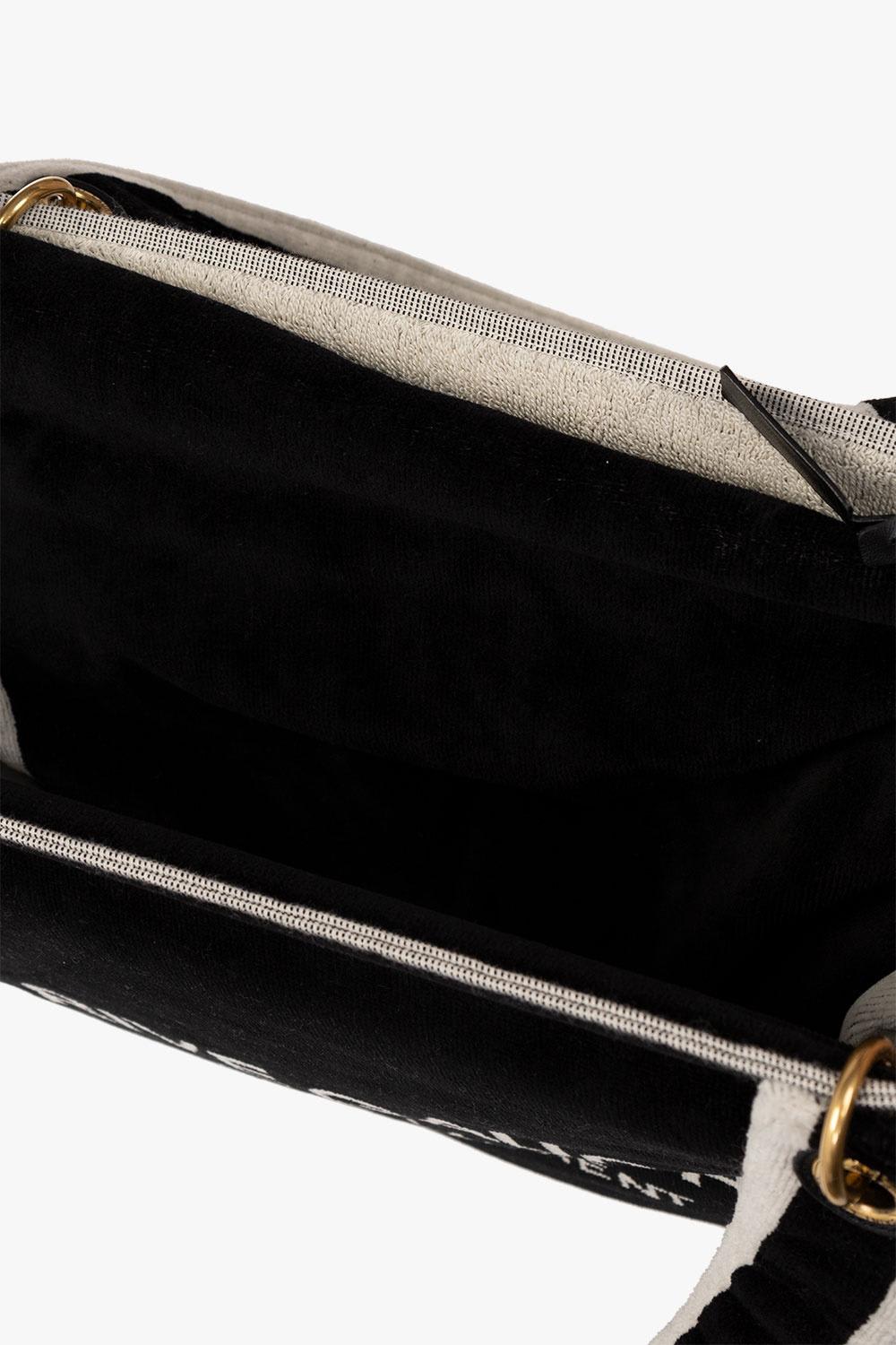 Saint Laurent rive gauche towel tote bag in terry cloth black-Via Manzoni