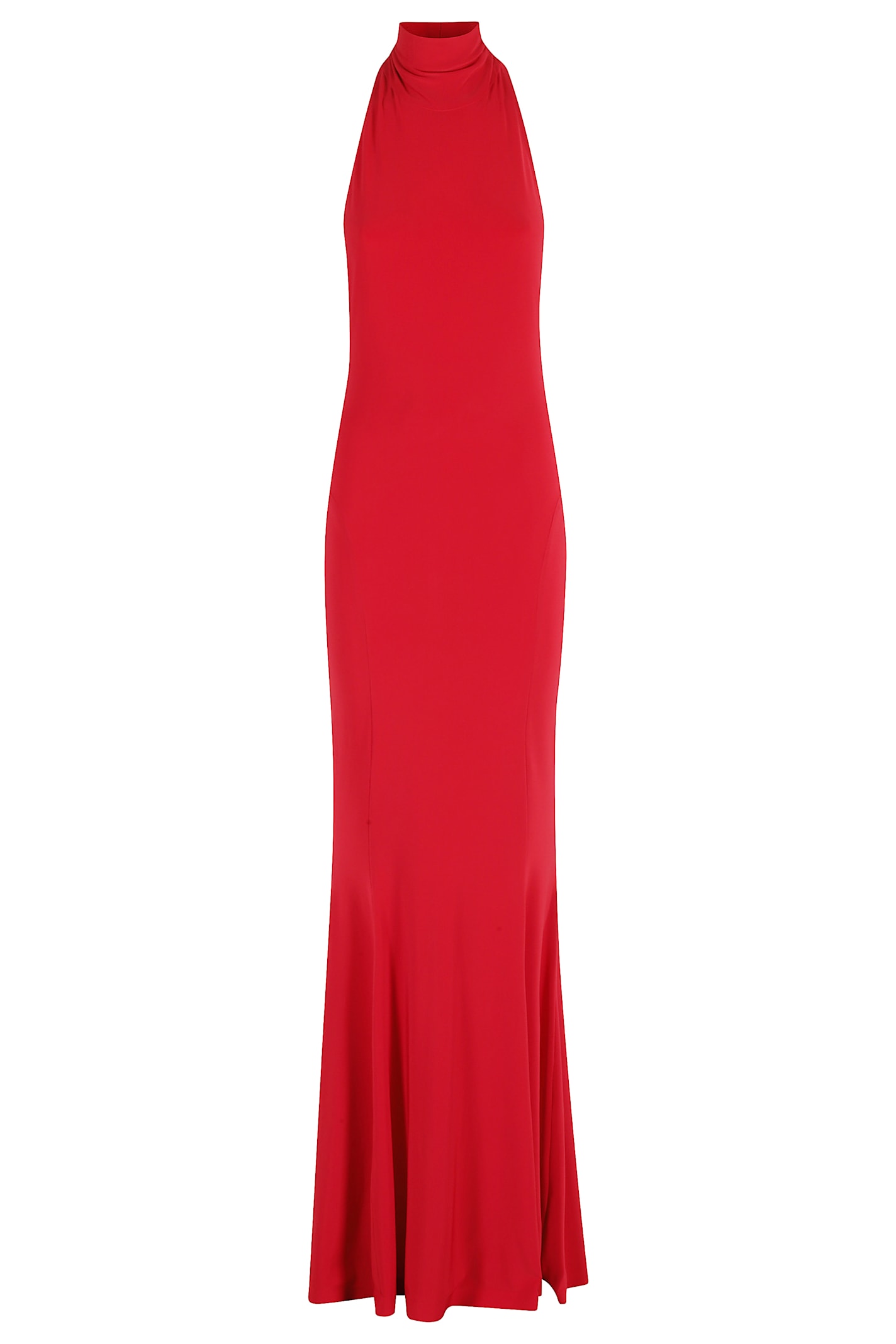 Norma Kamali X Revolve Halter Turtle Fishtail Gown In Red