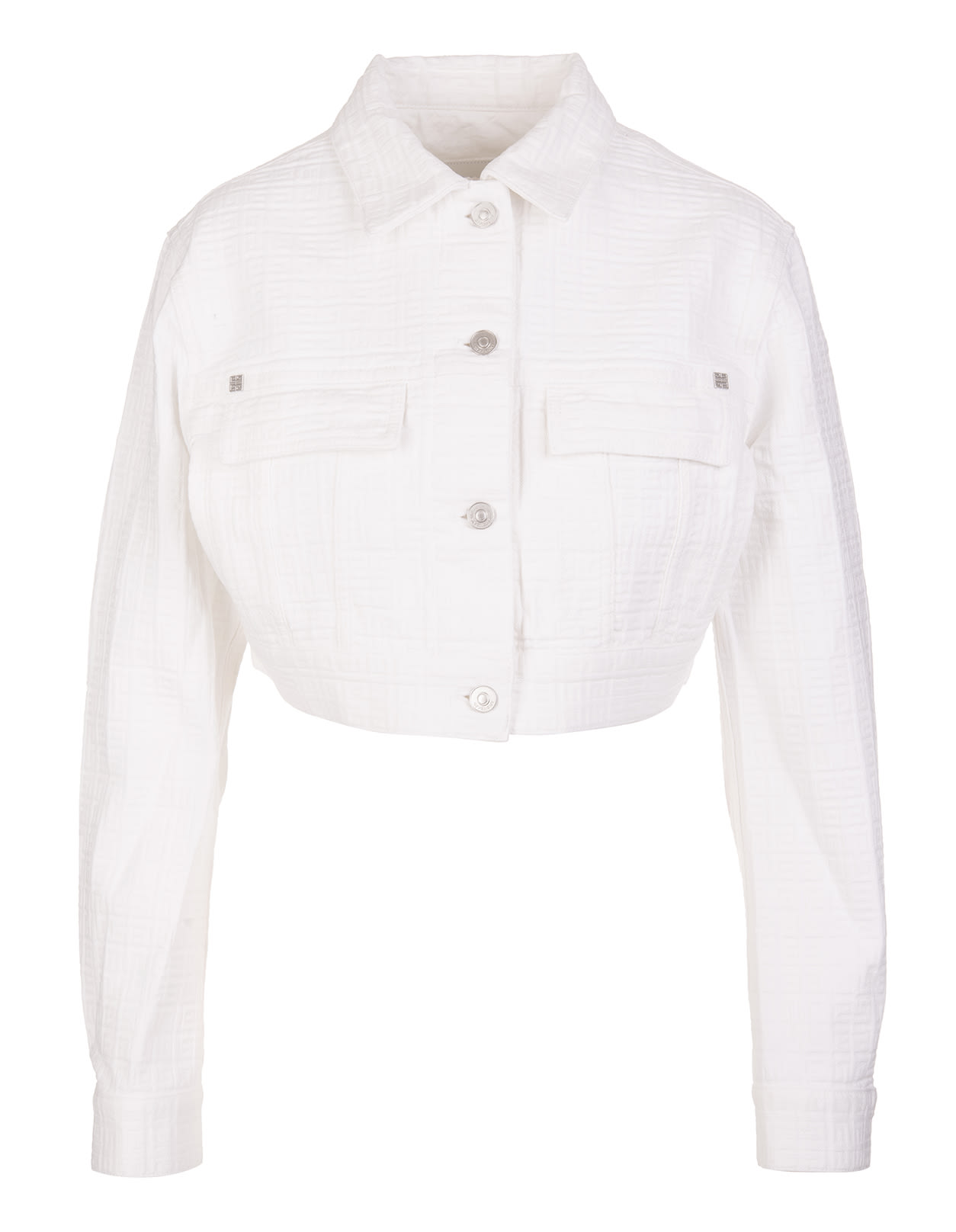 Woman Givenchy 4g Crop Jacket In White Denim