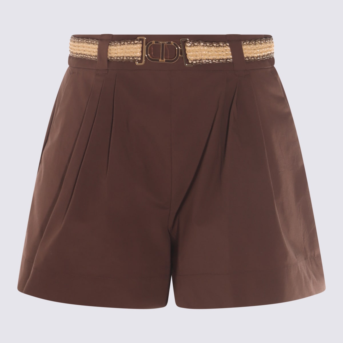 TWINSET BROWN COTTON SHORTS 