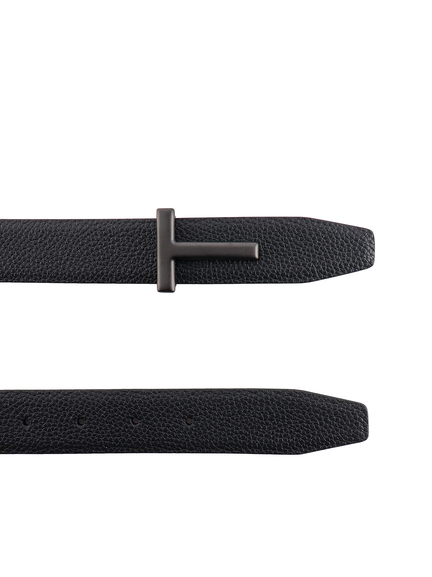 Tom Ford Black Belt With T Buckle In Leather Man In Black