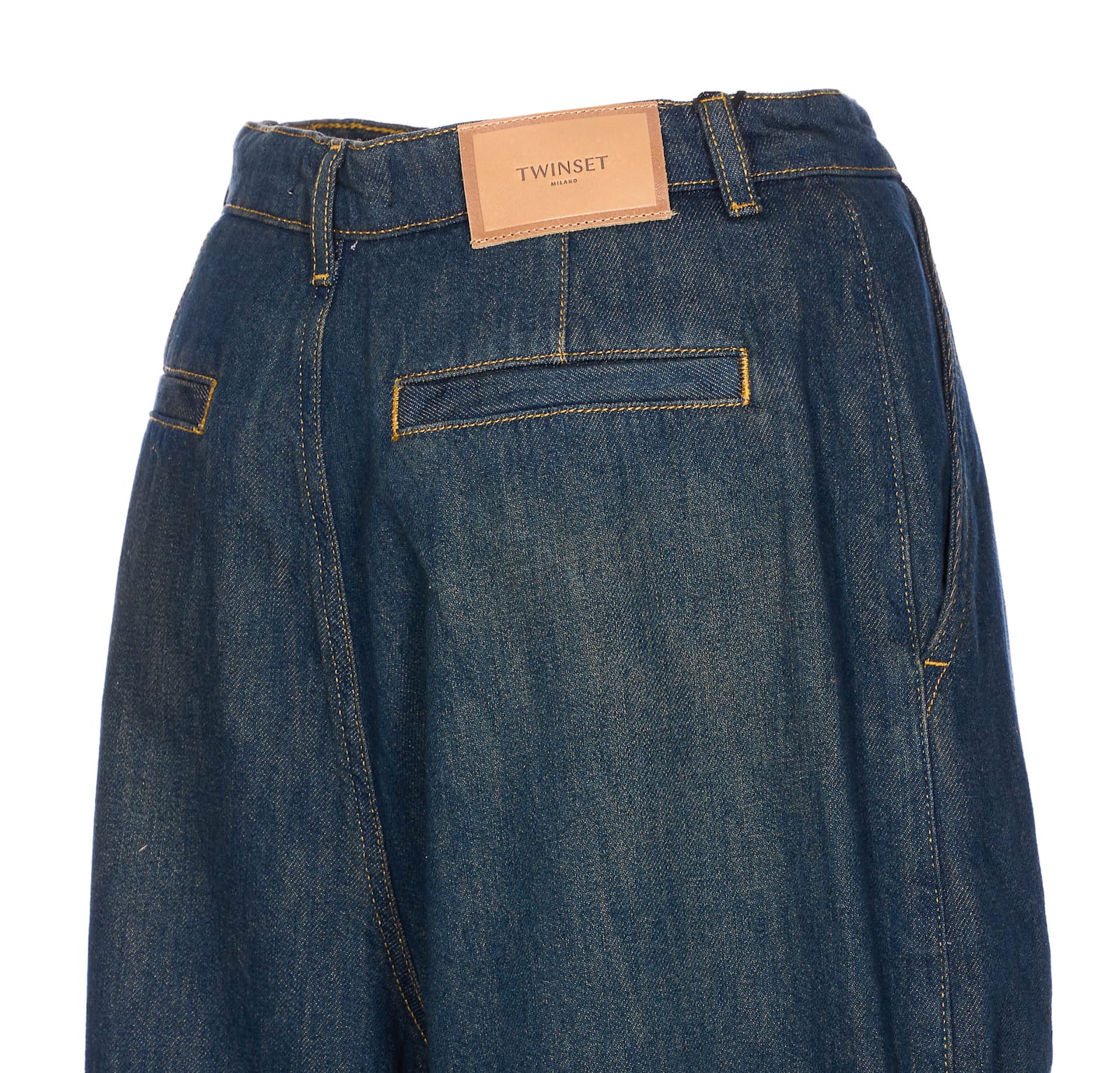 Twinset Wide Leg Trousers Front Pleats In Blue