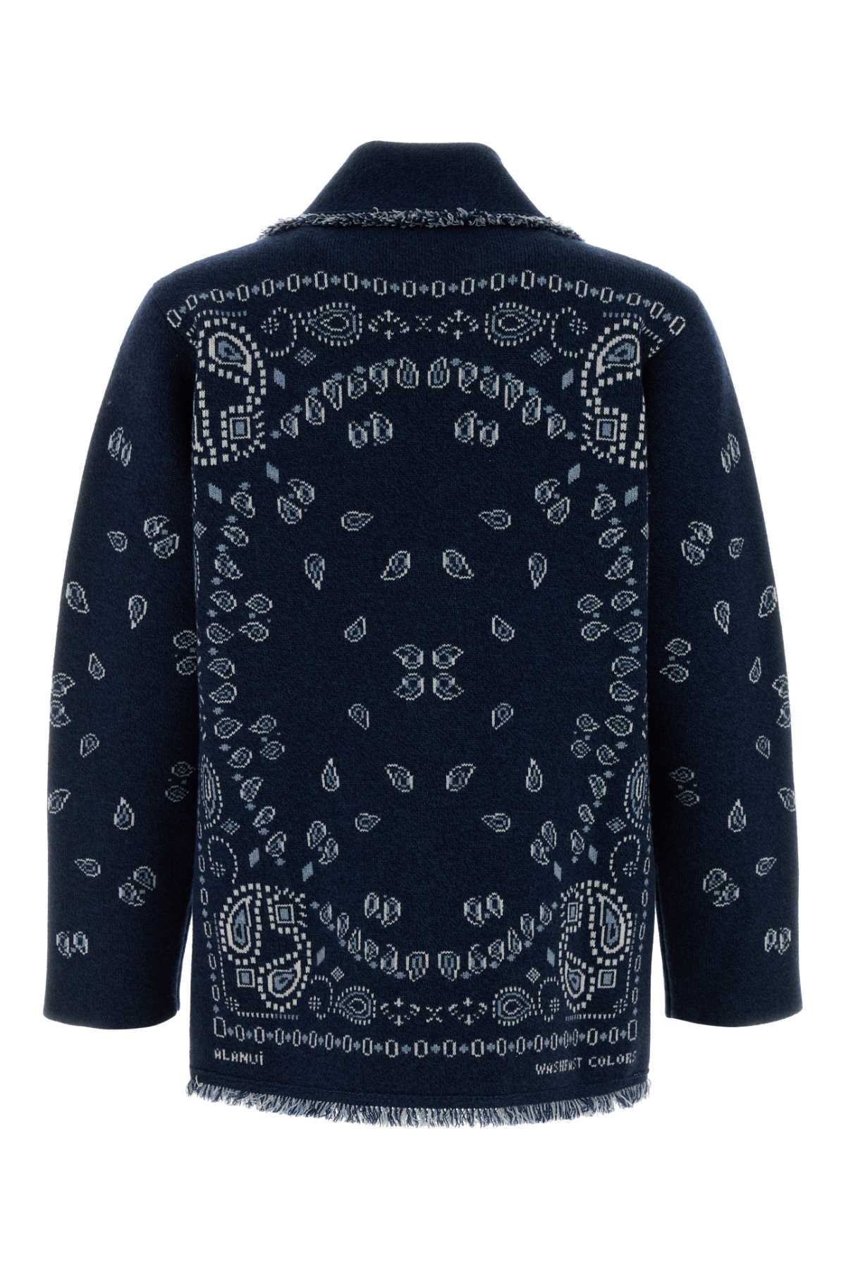 Alanui Oversized Cardigan With Shawl Collar And Fringes In Blue