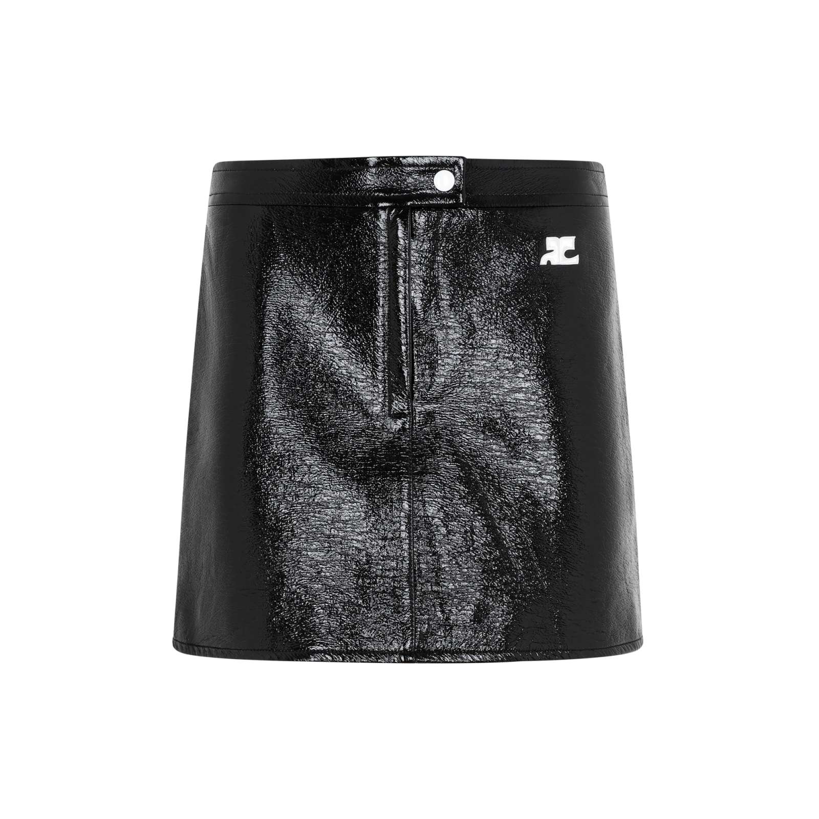 Shop Courrèges Vinyl Mini Skirt In Black