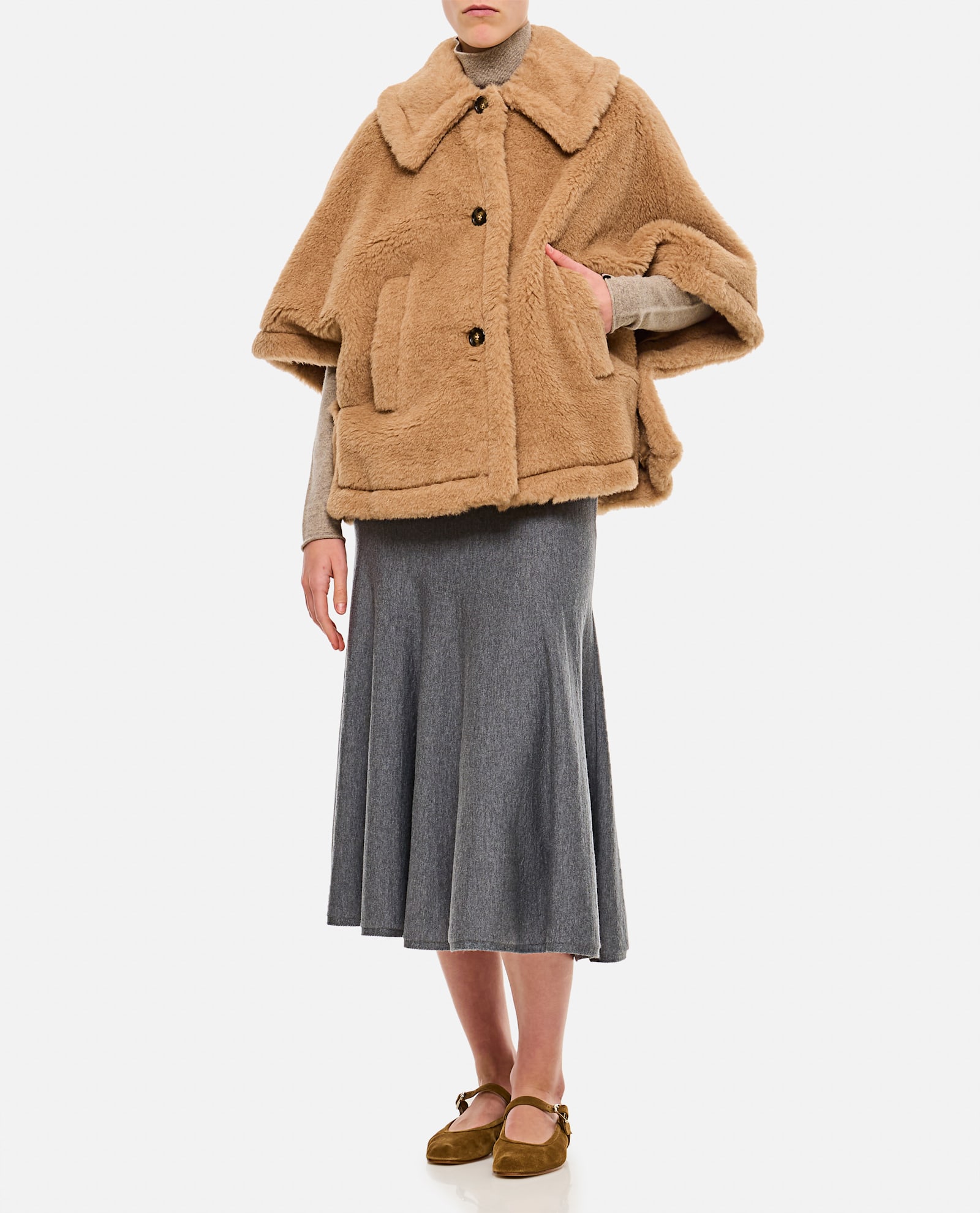 Max Mara Women Tenebre4 Teddy Cape In Beige