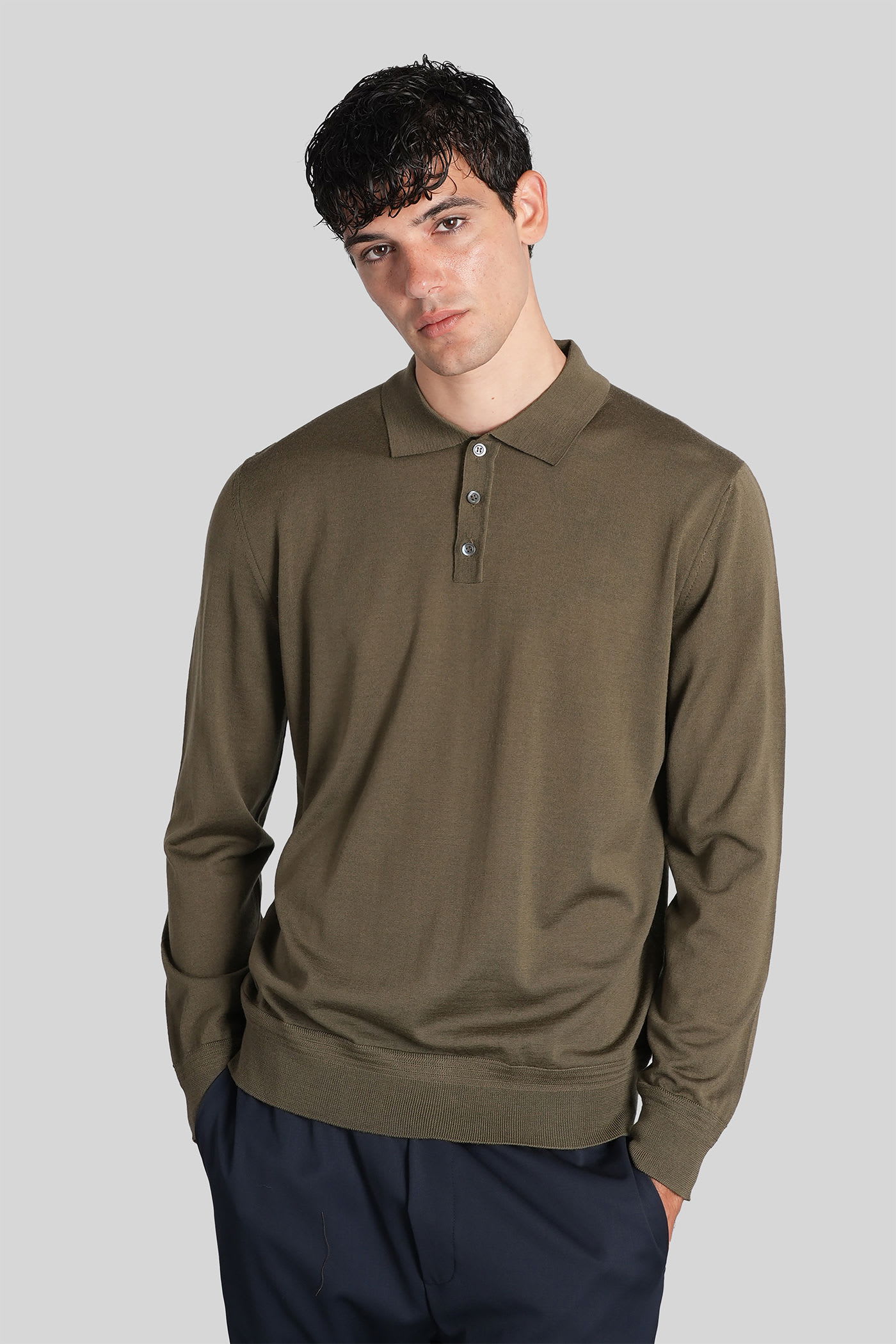 Barena Venezia Pevaron Polo In Green Wool In Brown