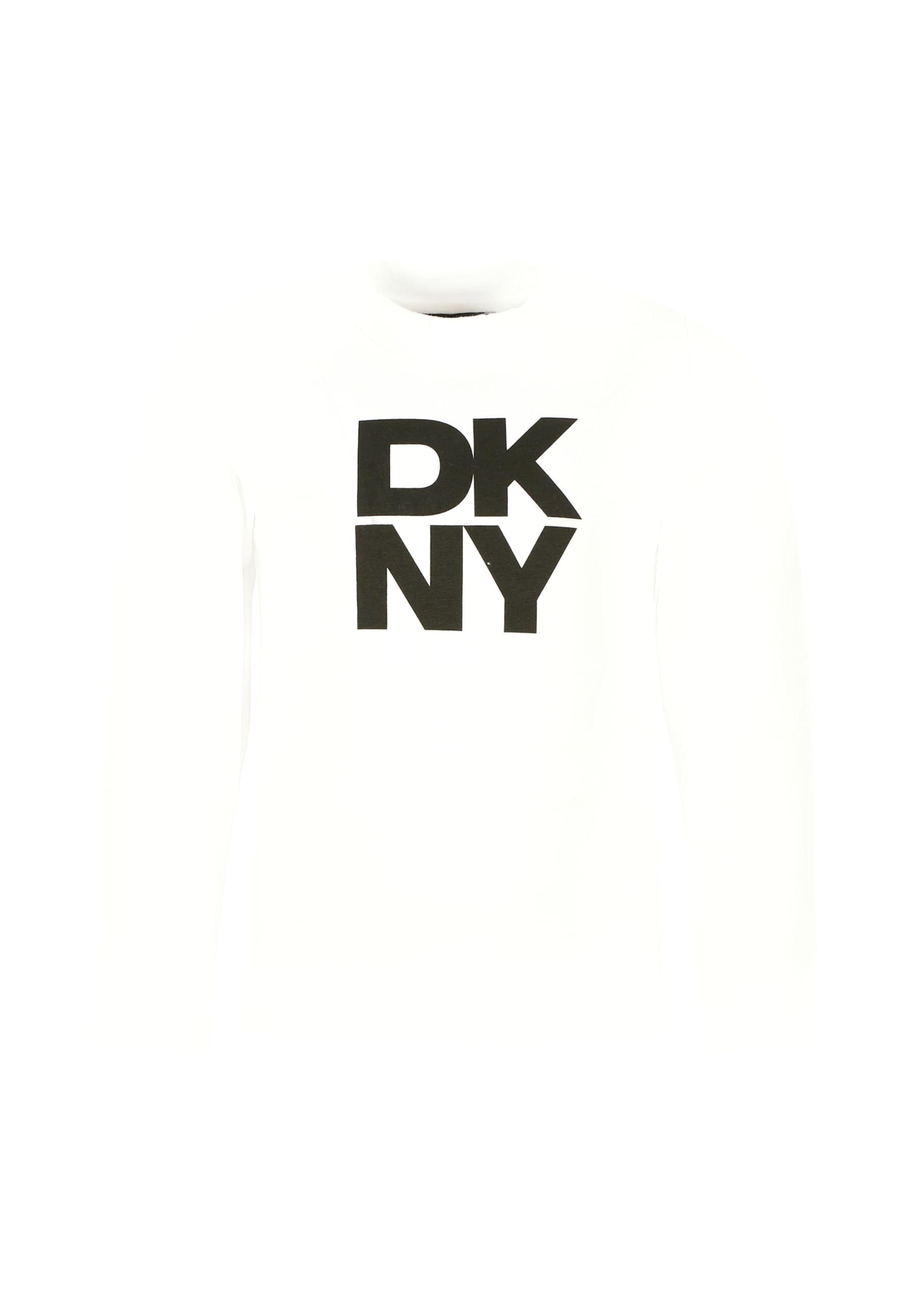 Dkny White T-shirt For Girl With Black Logo In White