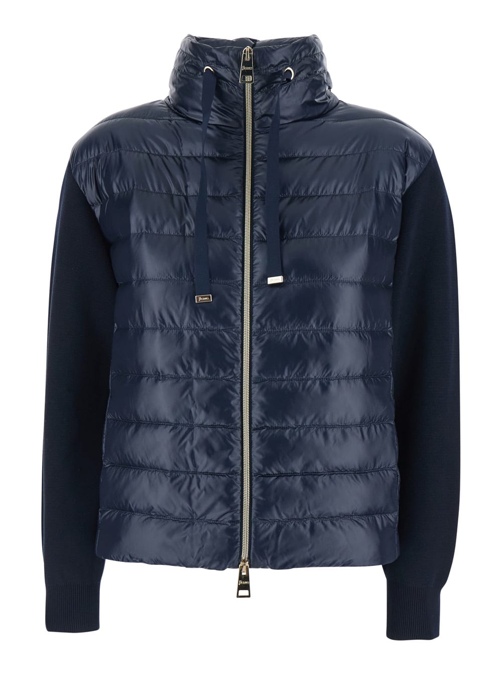 Herno Bimaterial Cotton Nylon Jacket In Blue