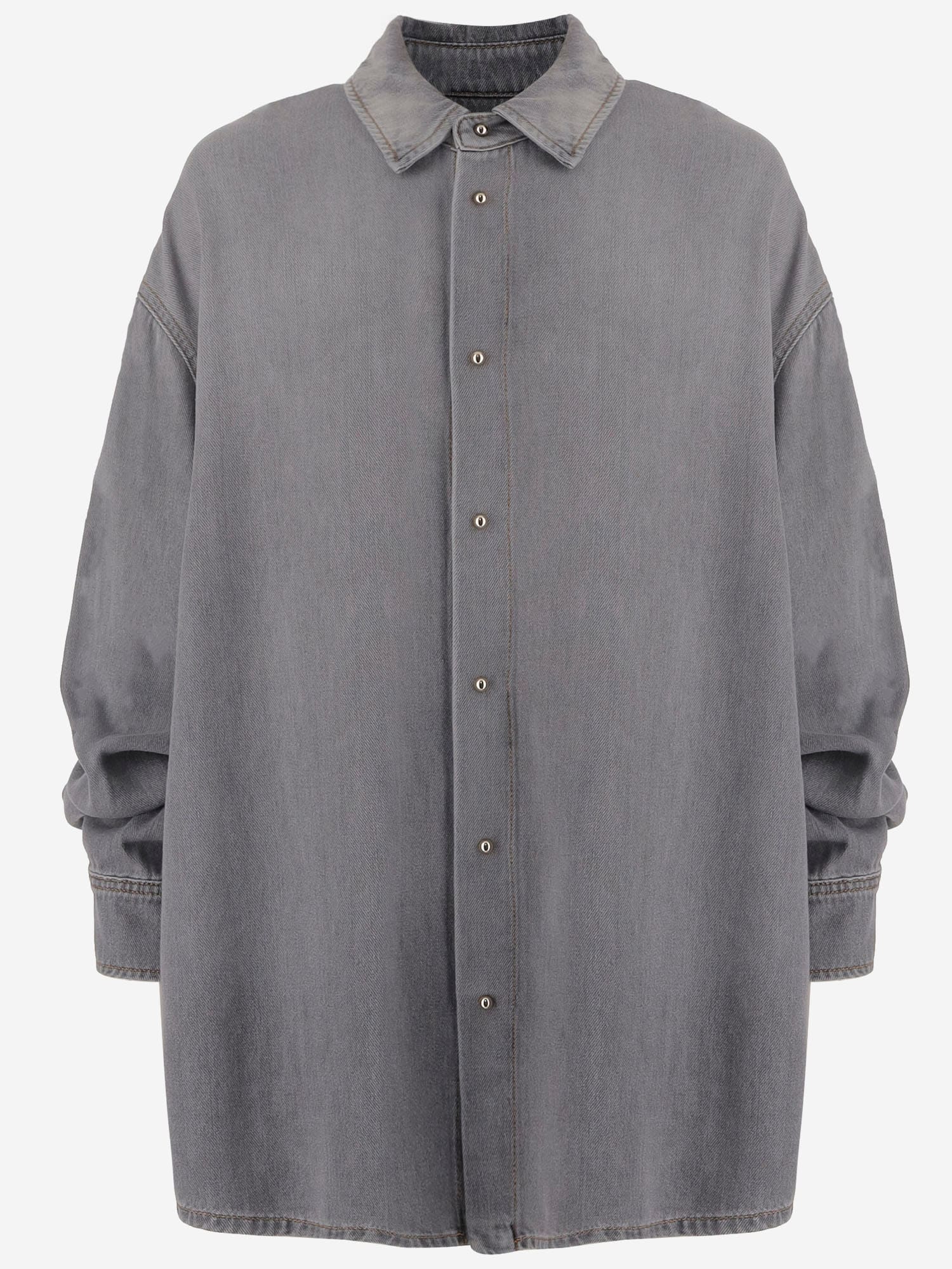 Darkpark Casual Denim Shirt Adjustable Cuffs In Gold