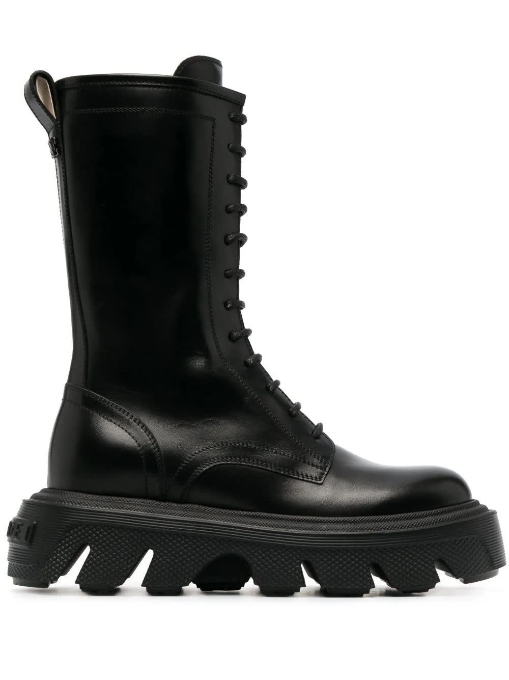 CASADEI GENERATION C LEATHER BIKER BOOTS IN BLACK