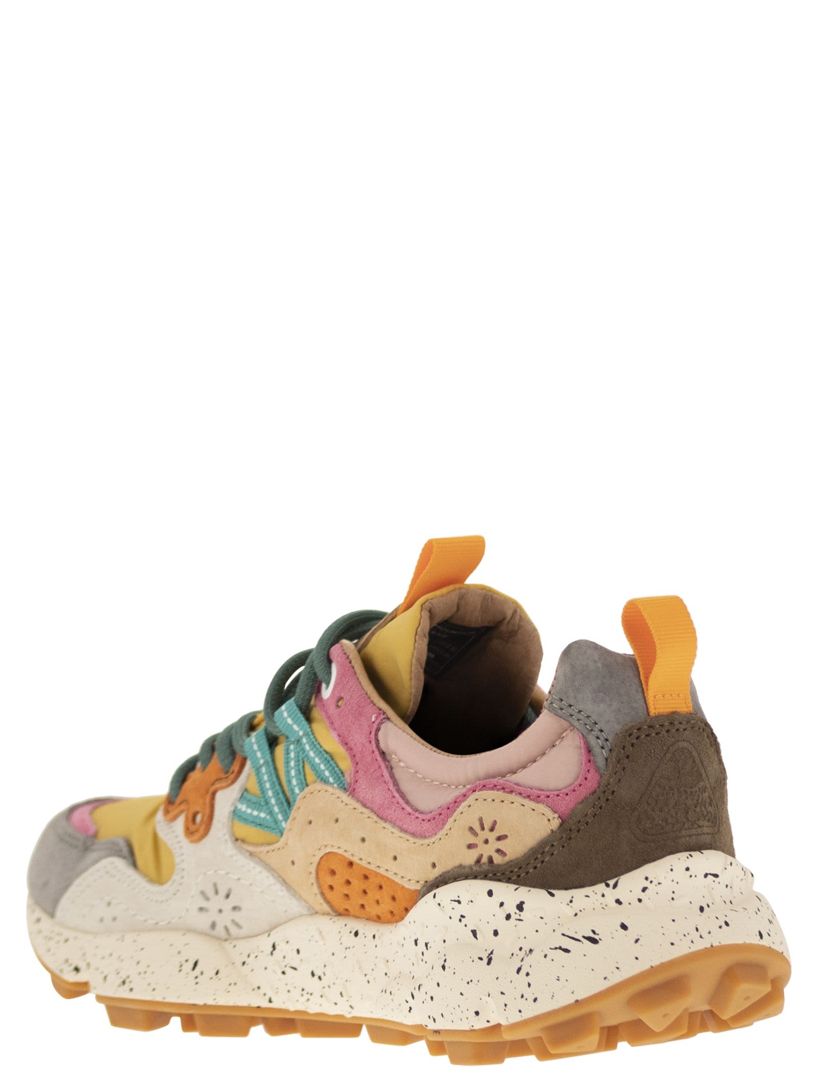 Shop Flower Mountain Yamano 3 - Sneakers In Suede And Technical Fabric In Yellow/grey