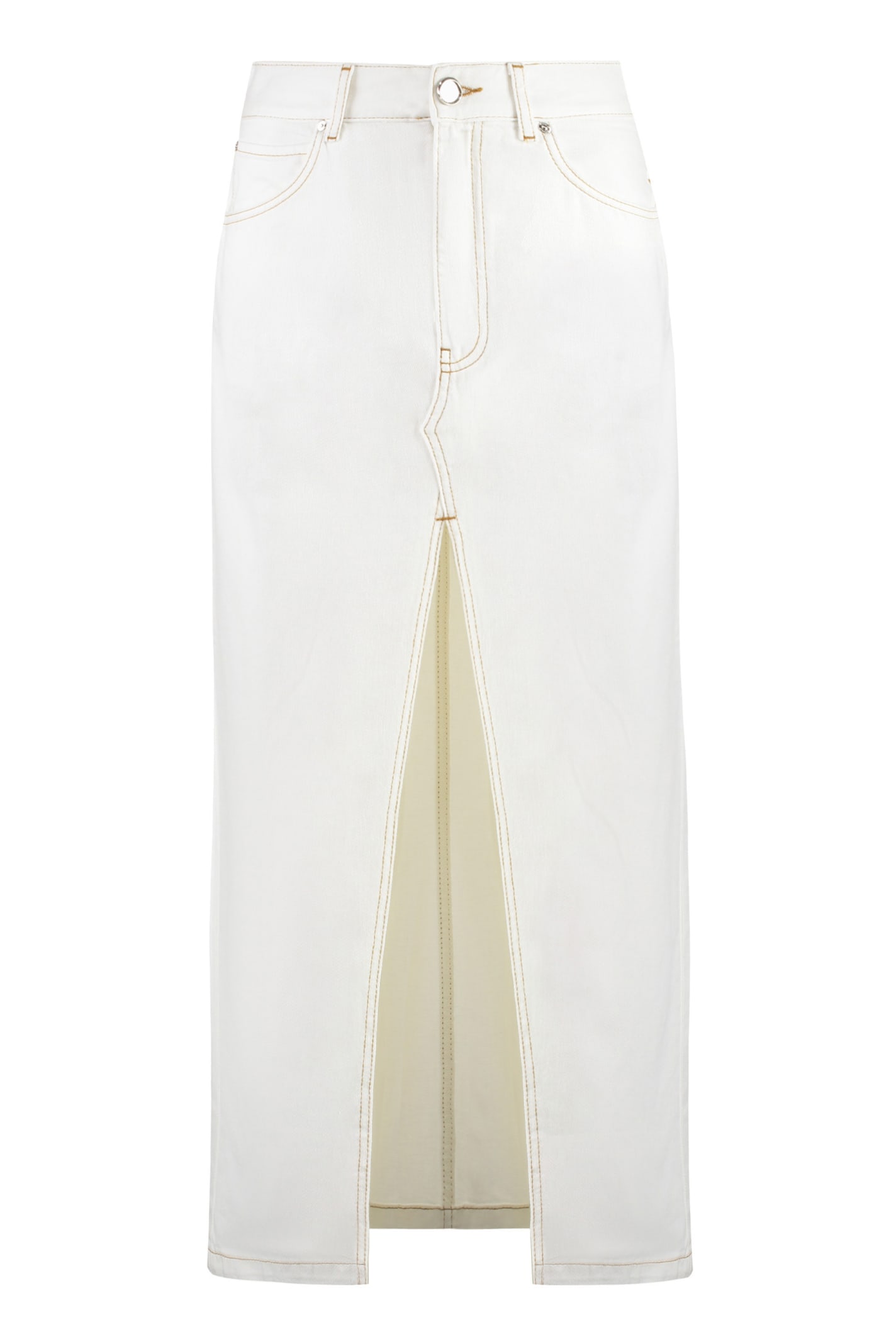 Shop Pinko Riders Cotton Midi Skirt In White