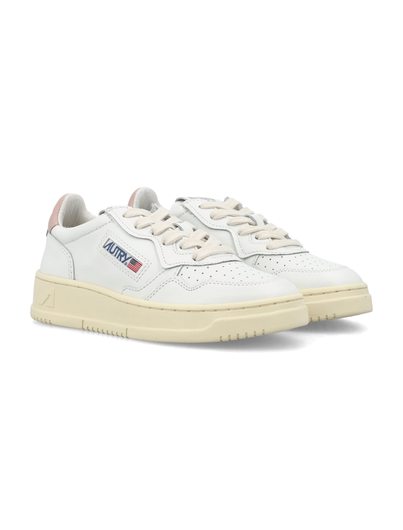 Shop Autry Medalist Low Sneakers In White/rose