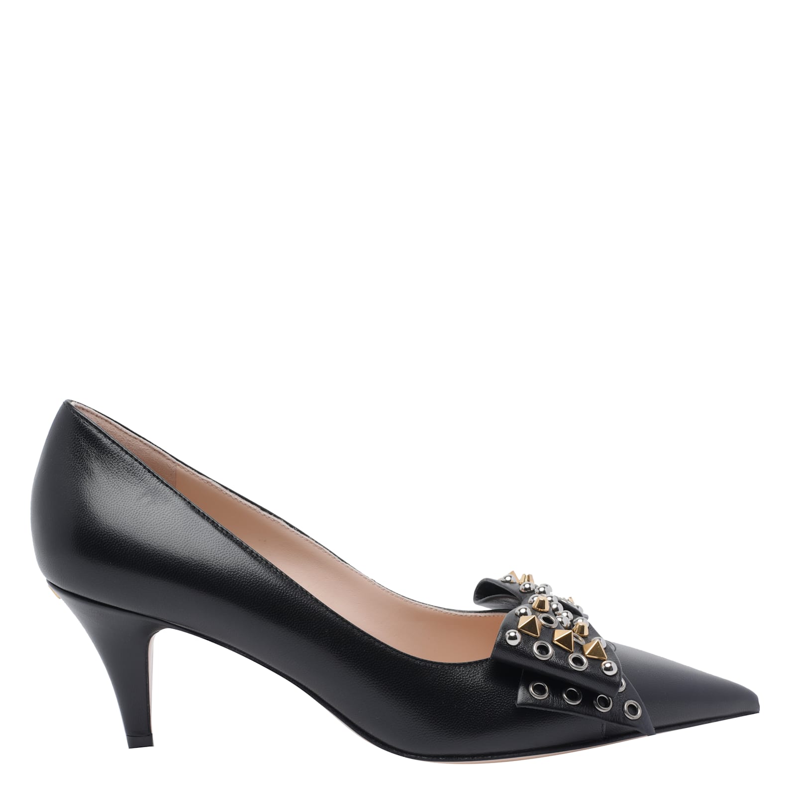 Valentino Chic Kitten Heel Pumps With Studded Bow In Multi