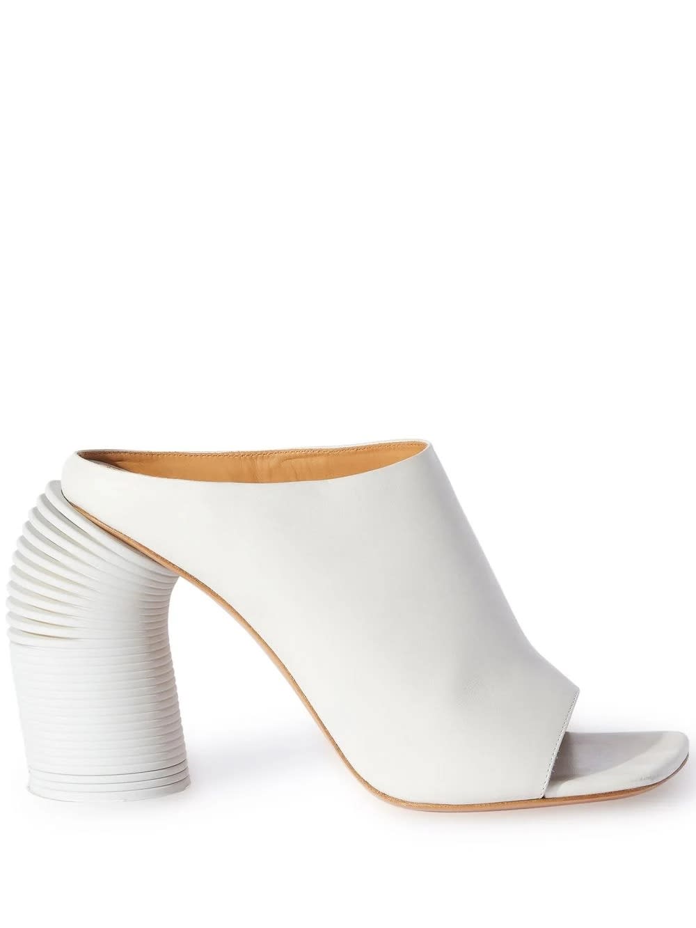 OFF-WHITE OFF-WHITE LEATHER MULES WITH SPRING HEEL