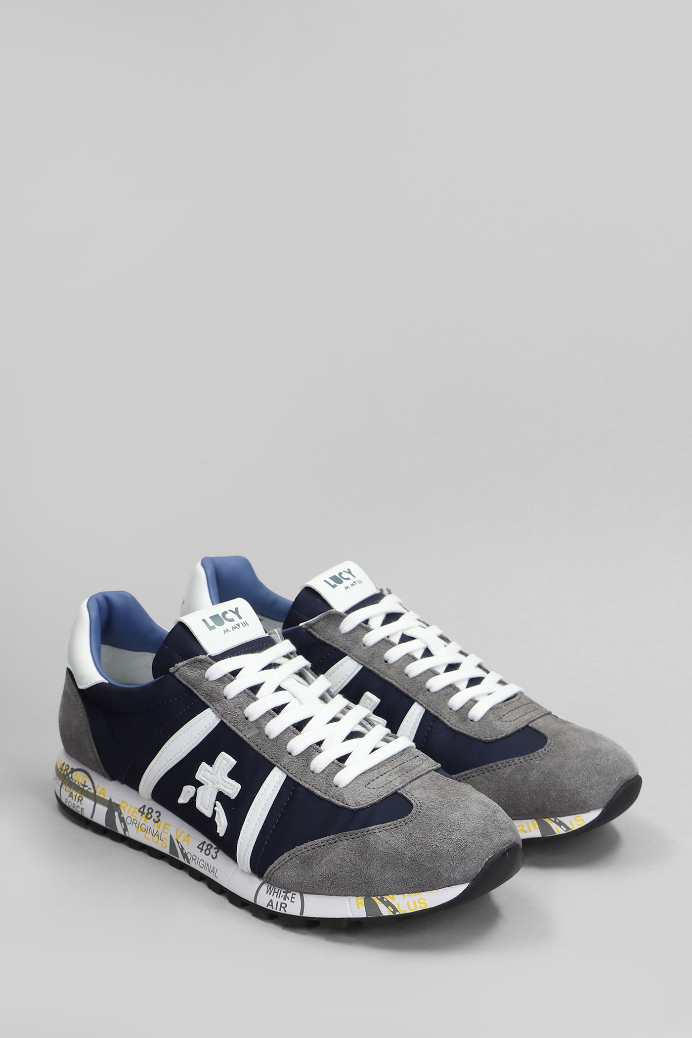 Shop Premiata Lucy Sneakers In Grey Suede And Fabric