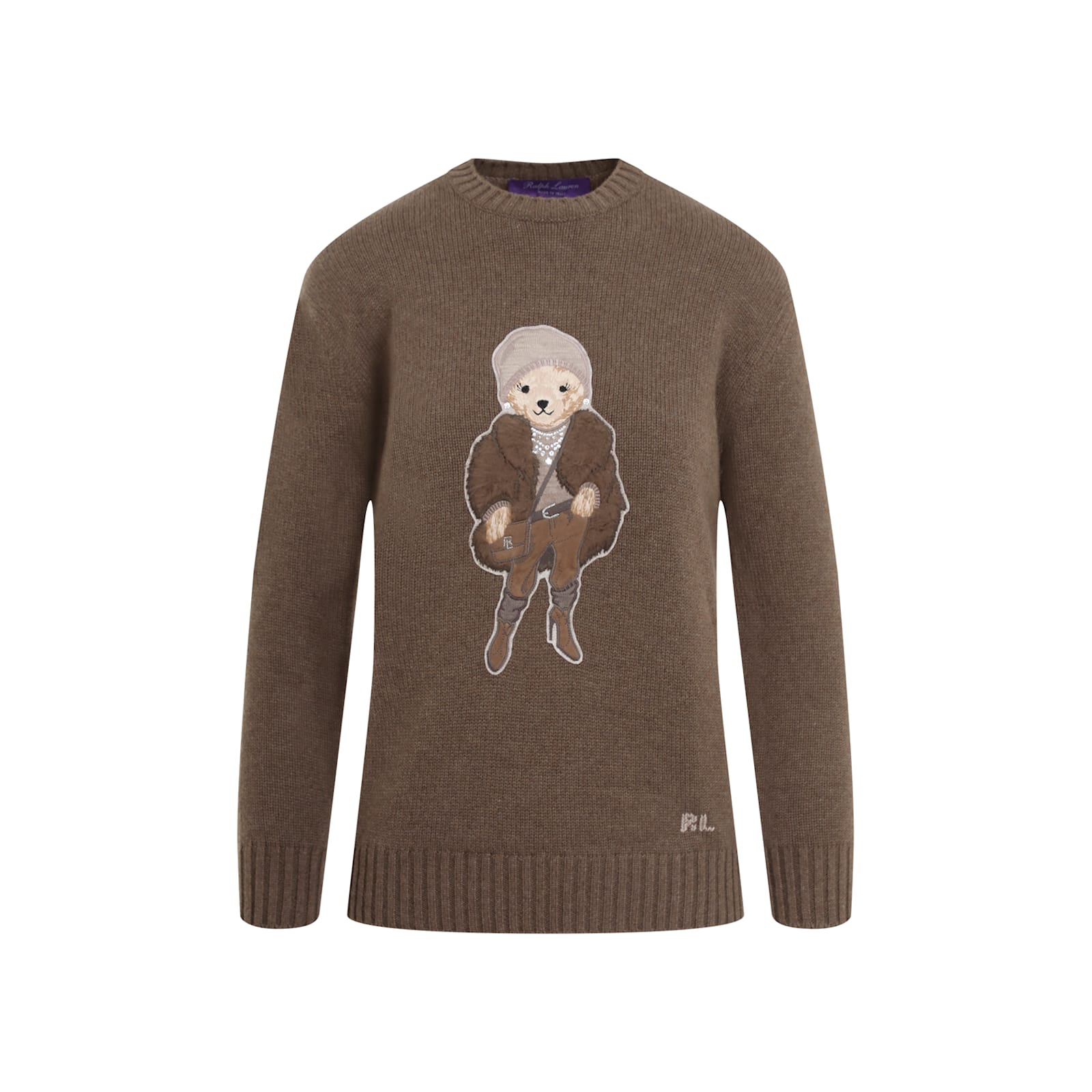 Shop Ralph Lauren Bear Pullover In Taupe Melange