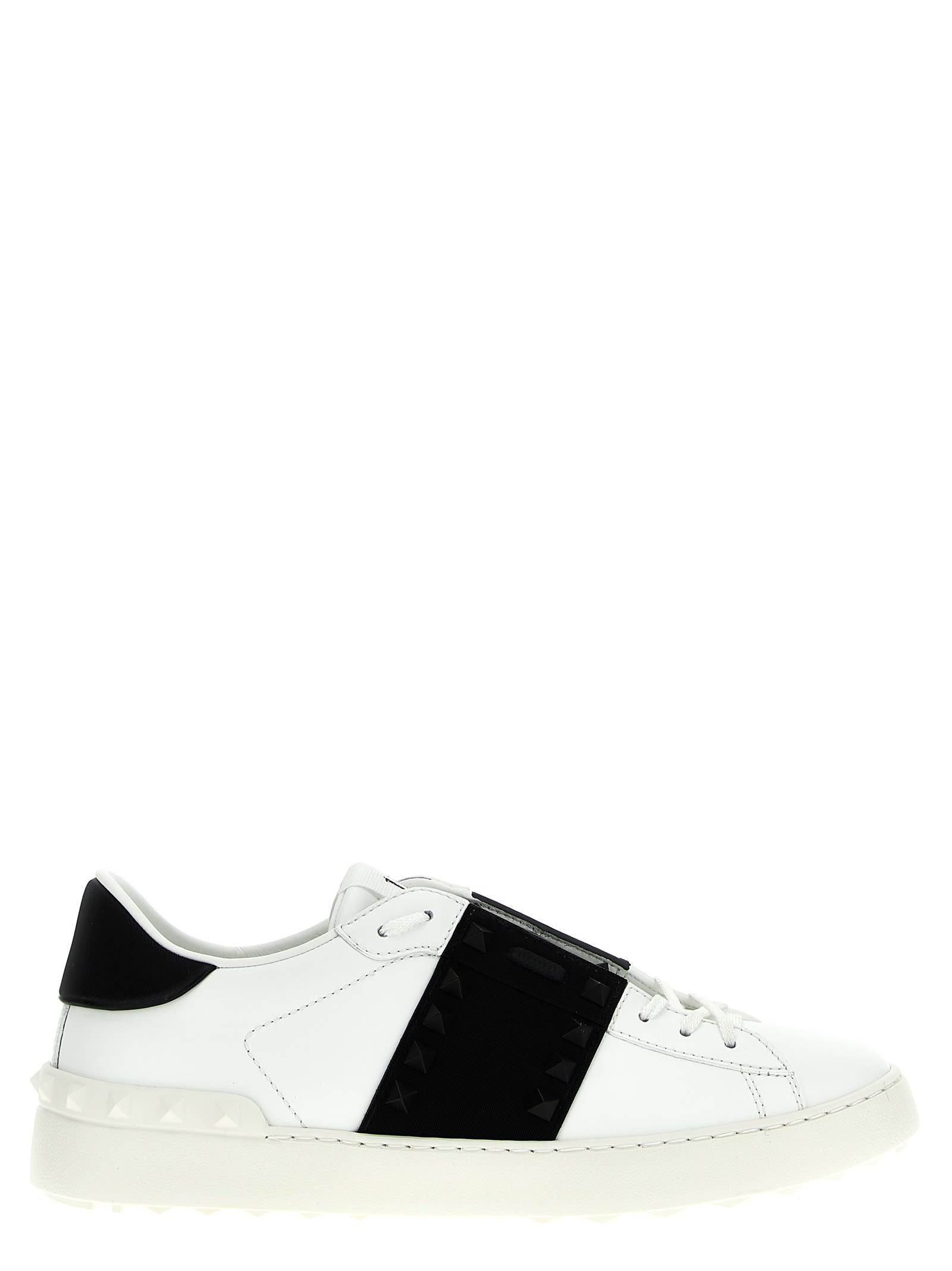 Shop Valentino Garavani Rockstud Untitled Sneakers In White/black