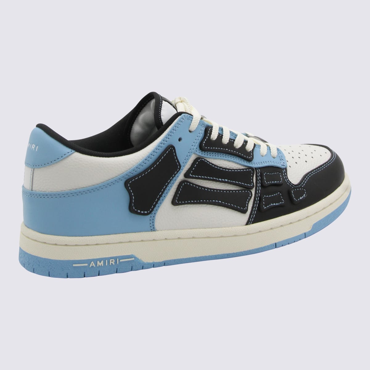 Shop Amiri Black, White And Light Blue Leather Sneakers In Airblue