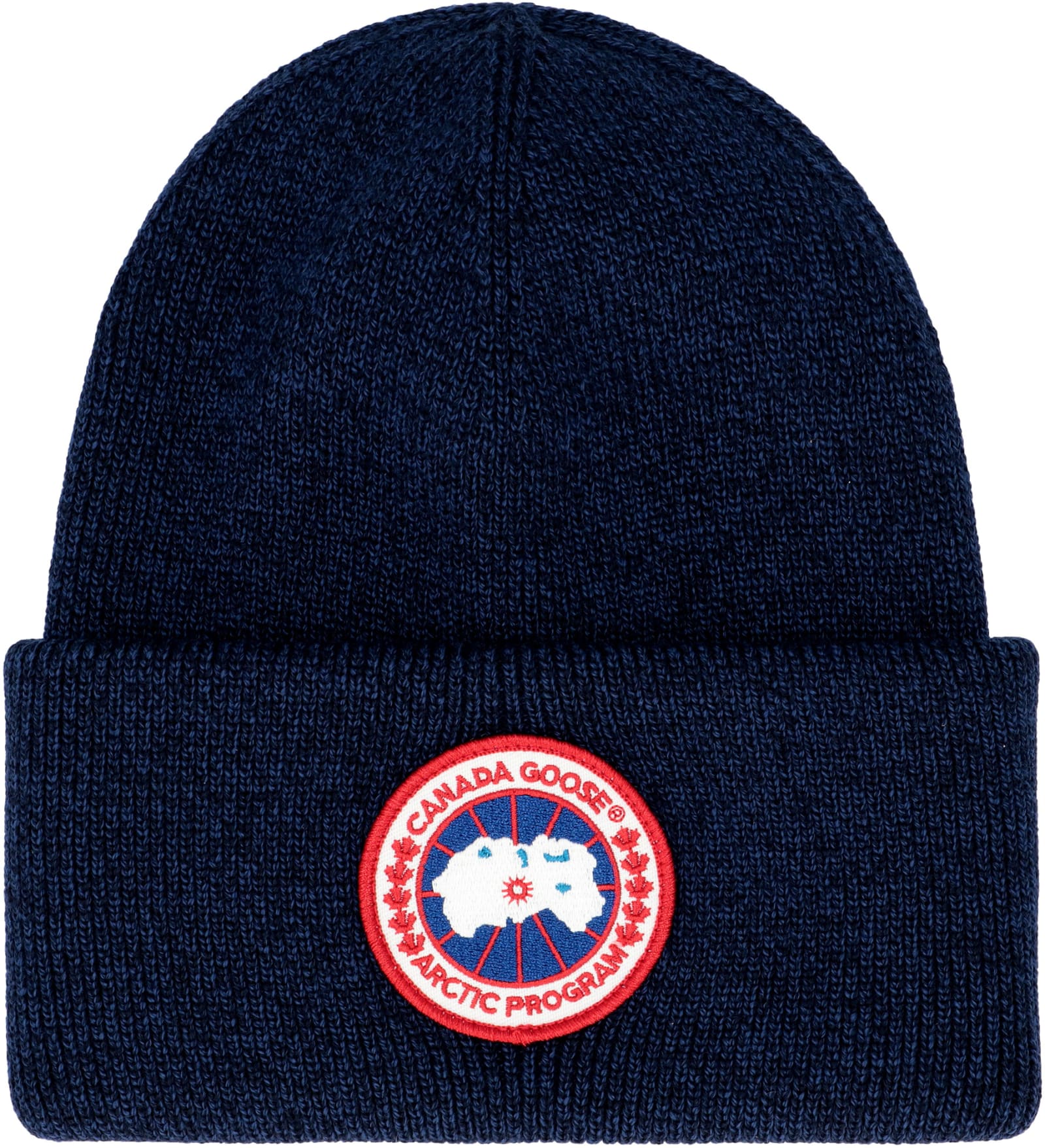 Shop Canada Goose Ribbed Wool Beanie In Blue