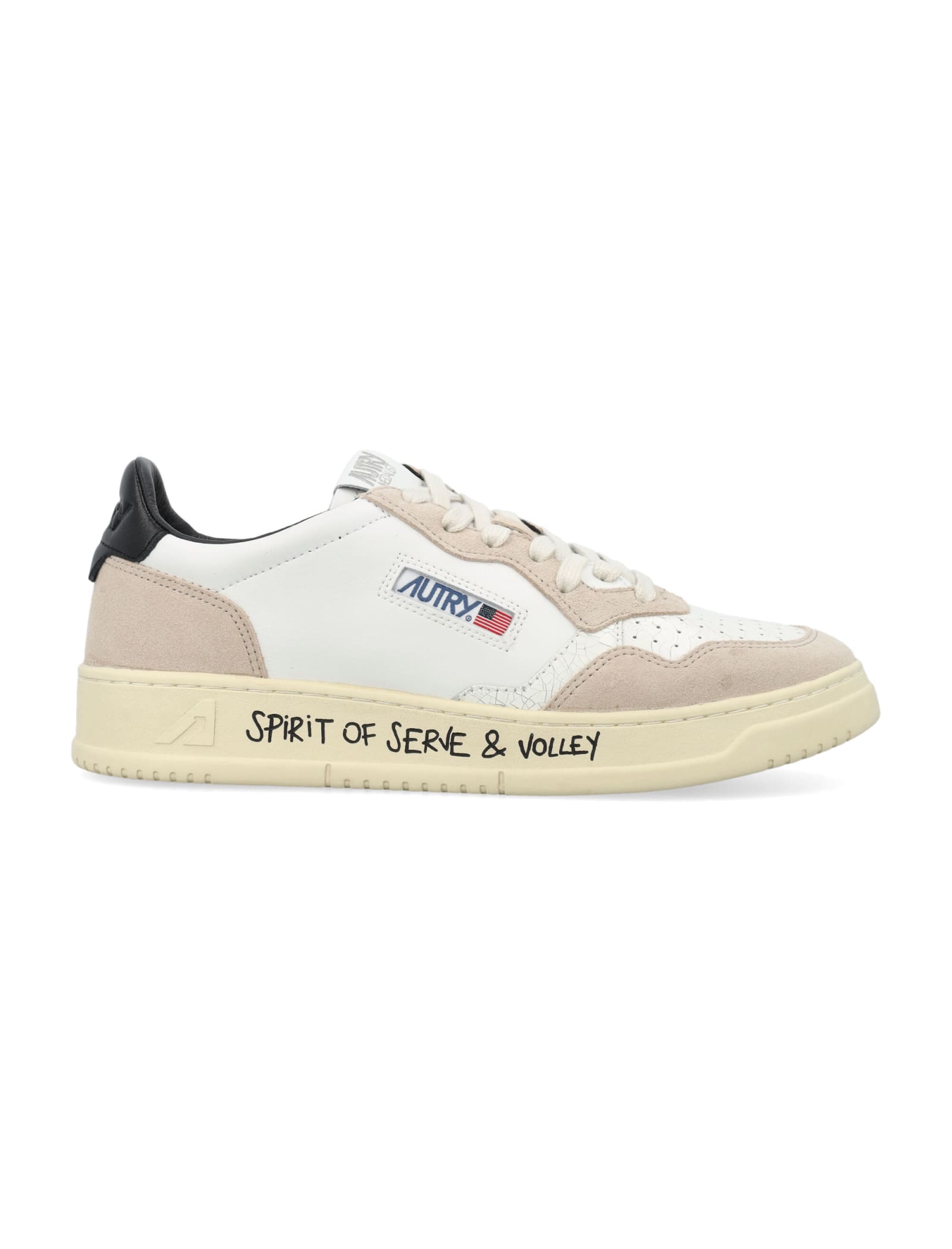 Autry 'medalist Low' White Low Top Sneakers With Side Logo Detail In White Black