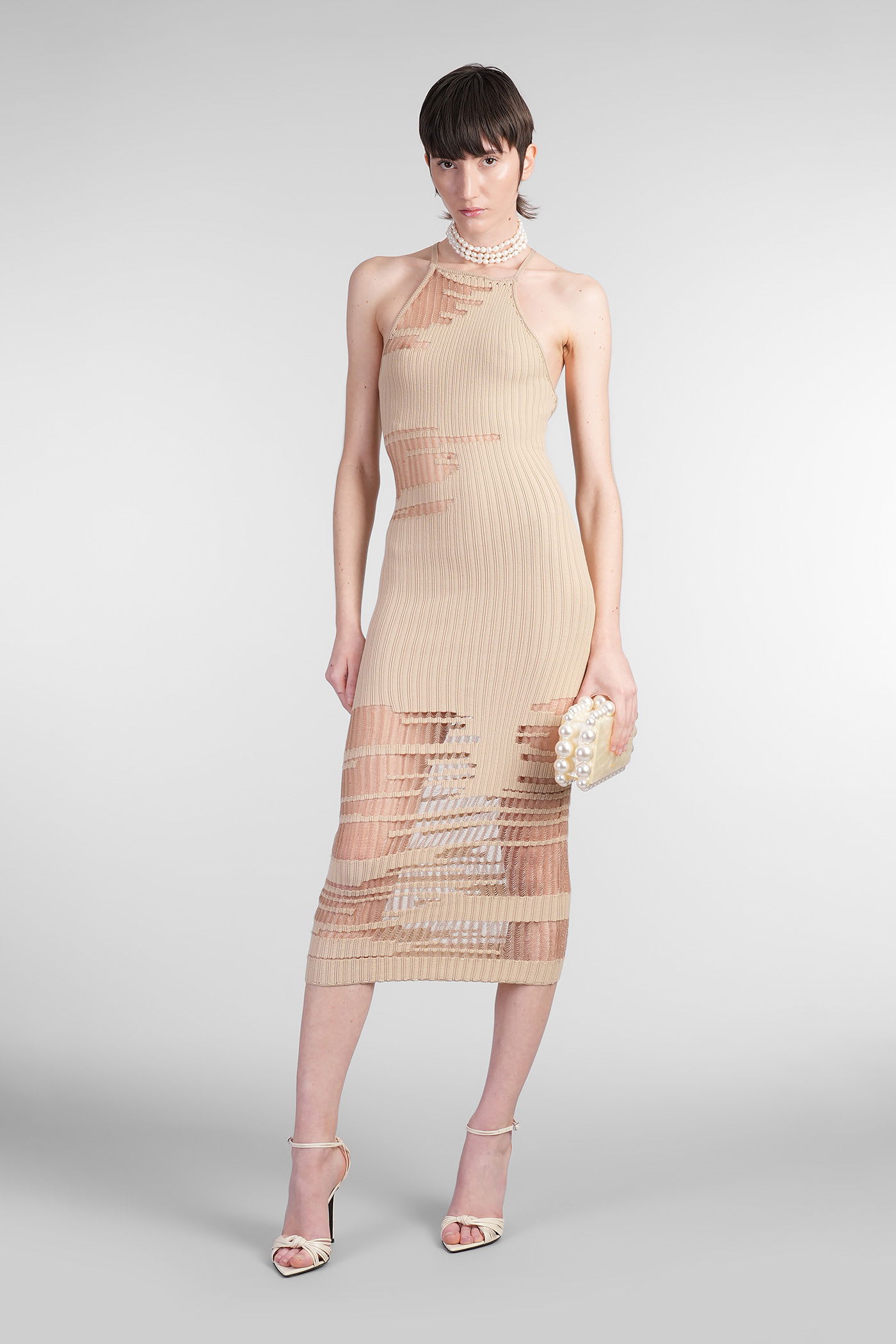 Cult Gaia Nodin In Beige Nylon In Brown