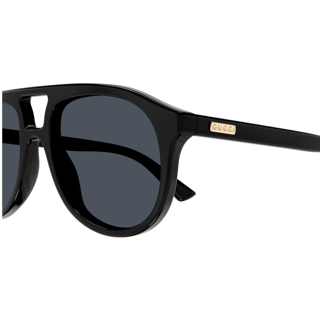 Shop Gucci Aviator Frame Sunglasses In Black-black-grey