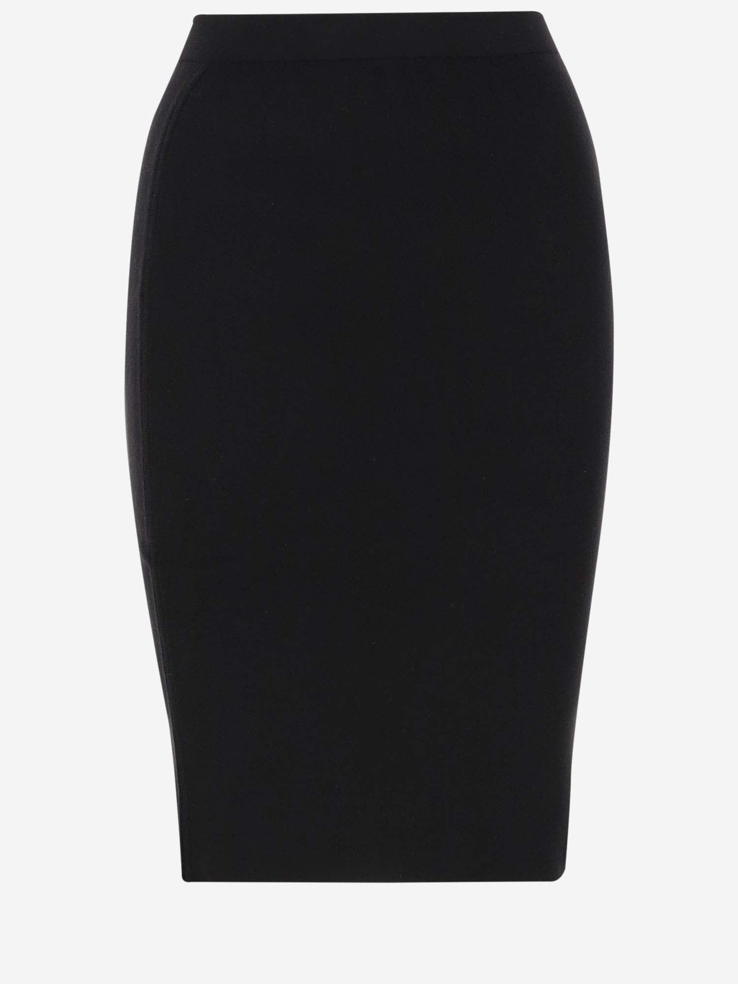 Shop Saint Laurent Wool Blend Pencil Skirt In Black