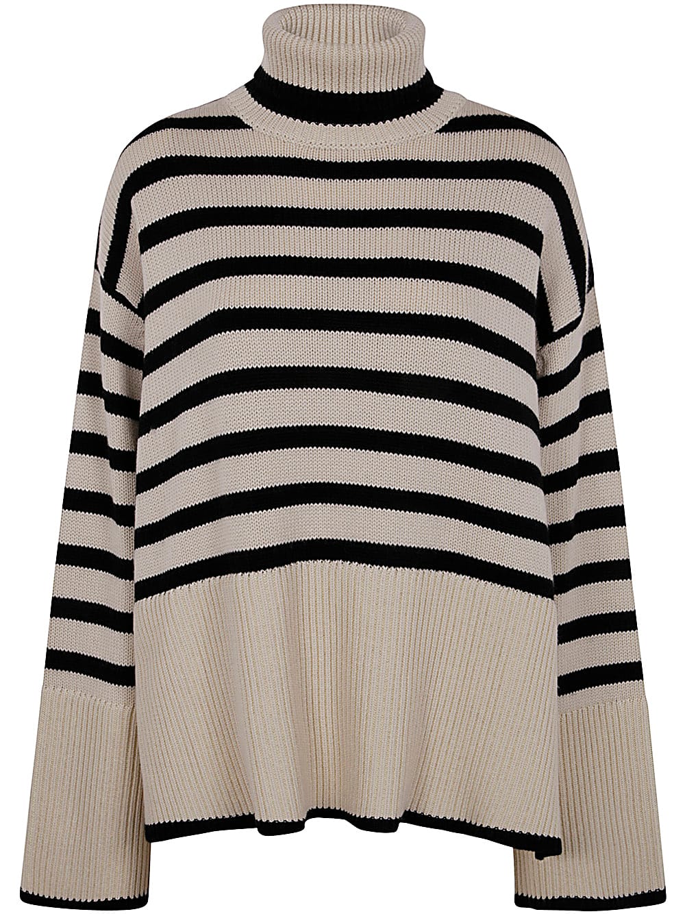 Shop Totême Signature Stripe Turtleneck In Light Sand Stripe