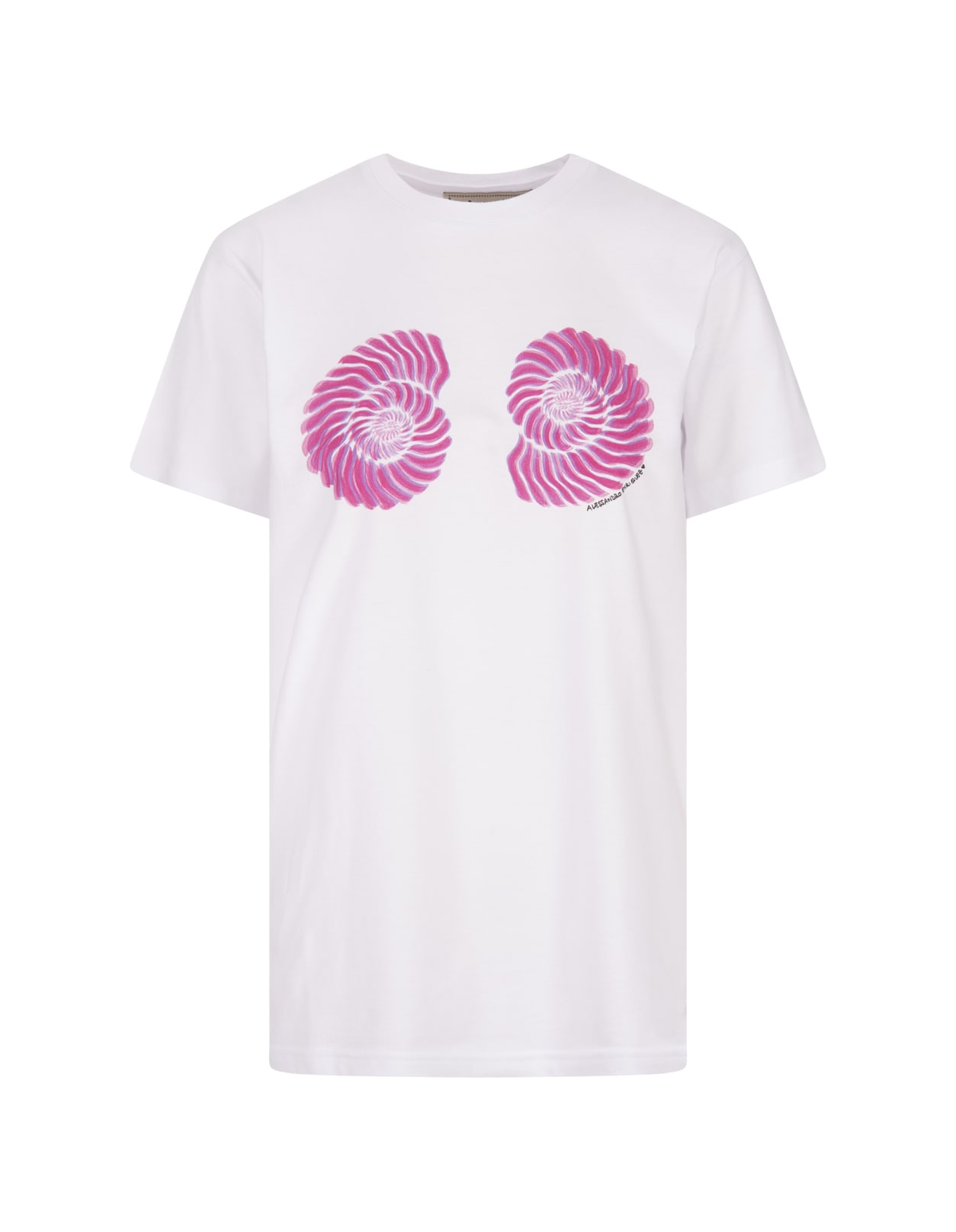 White T-shirt With Ammonite Print