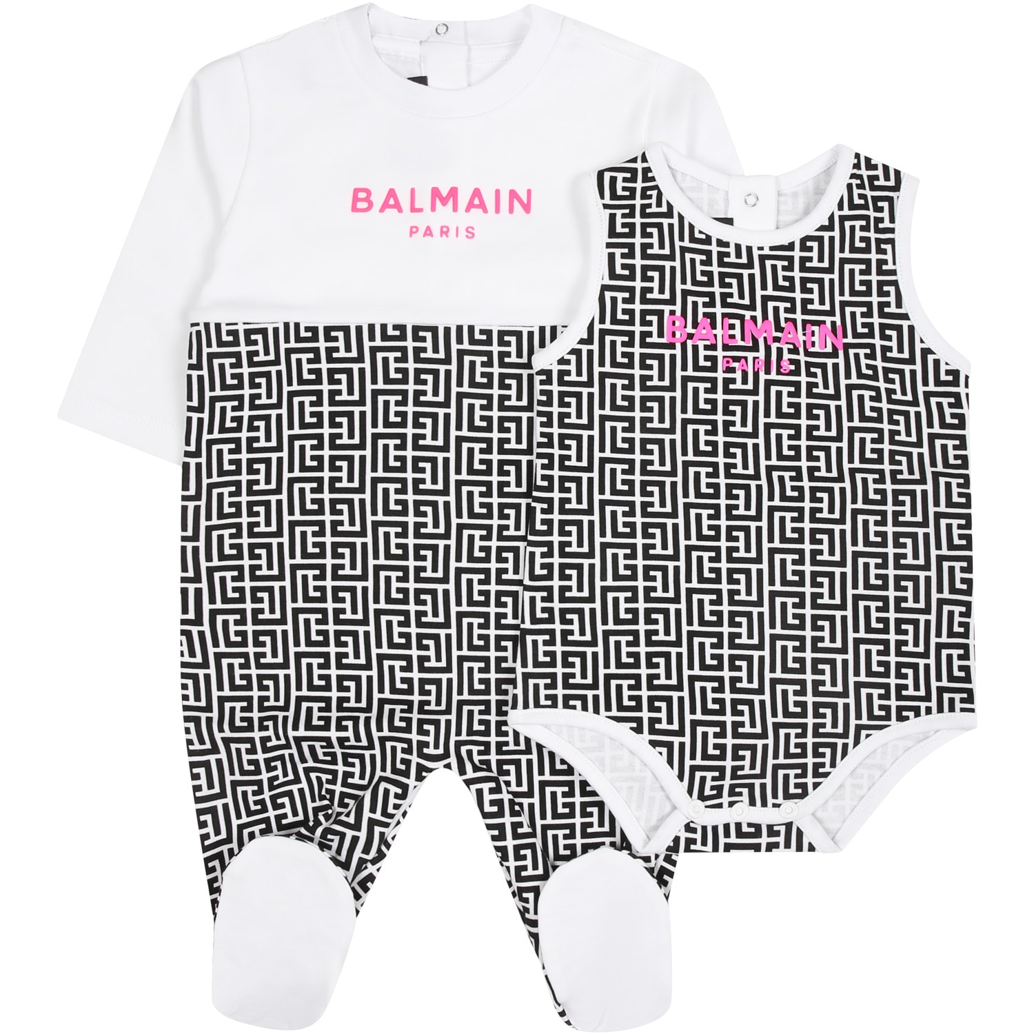 Shop Balmain Multicolor Babygrown Set For Baby Girl With Logo
