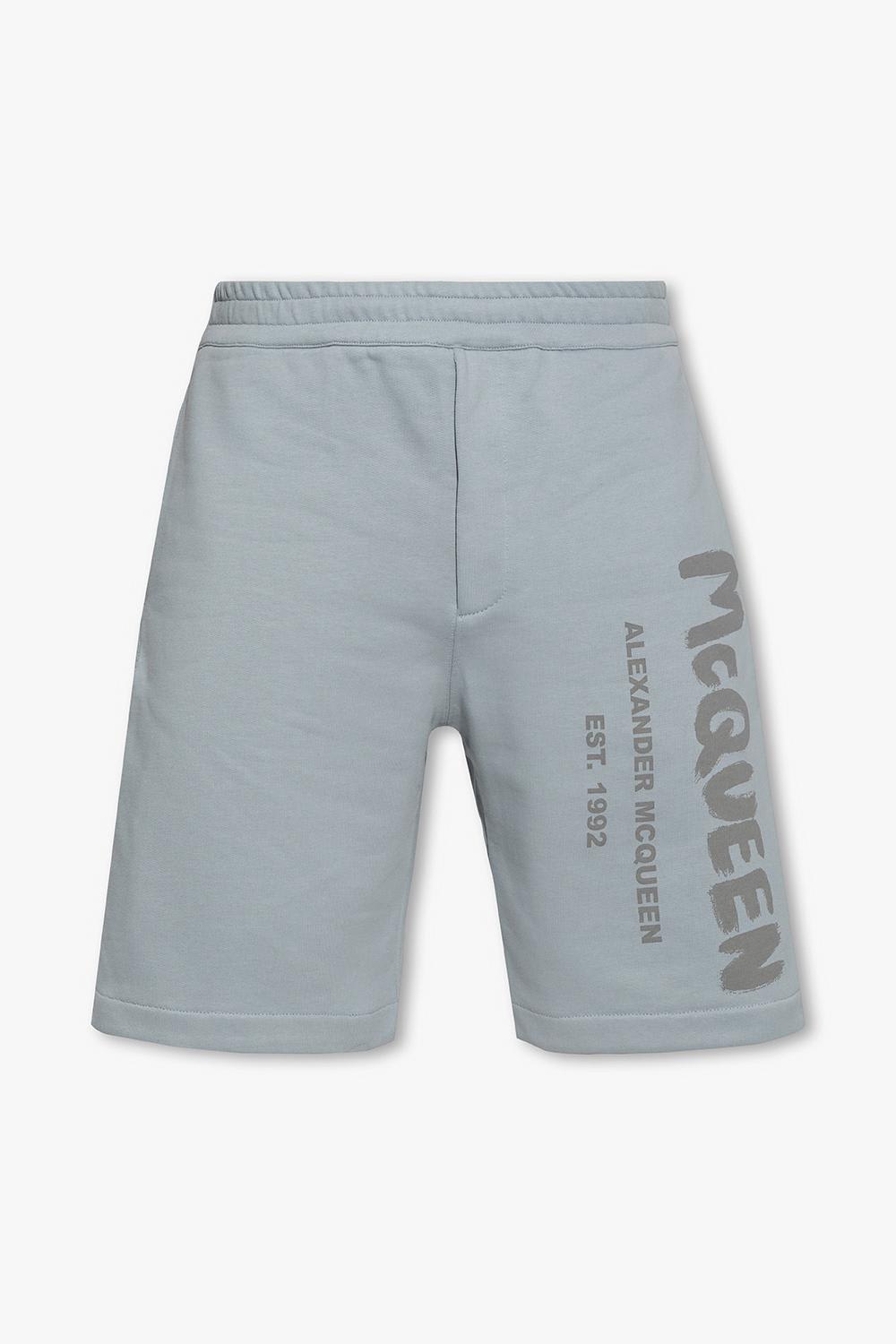 Alexander Mcqueen Shorts With Logo In Grey