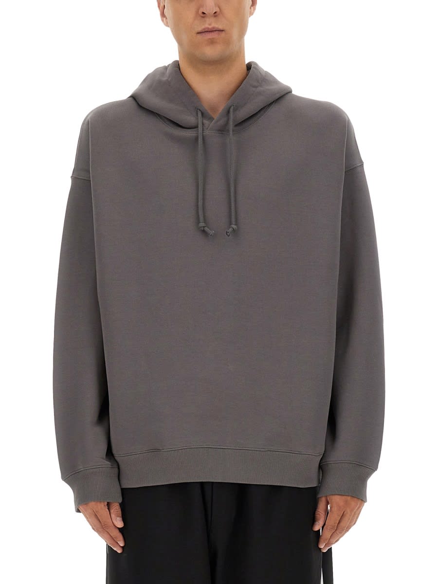 Y-3 Hoodie Featuring Graphic Design On Back In Gray