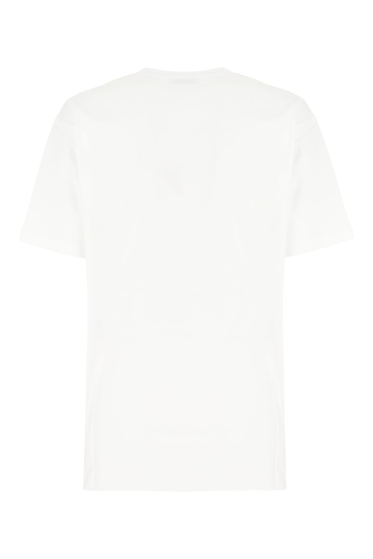Moschino Short Sleeve Crew Neck Graphic Print Top In White