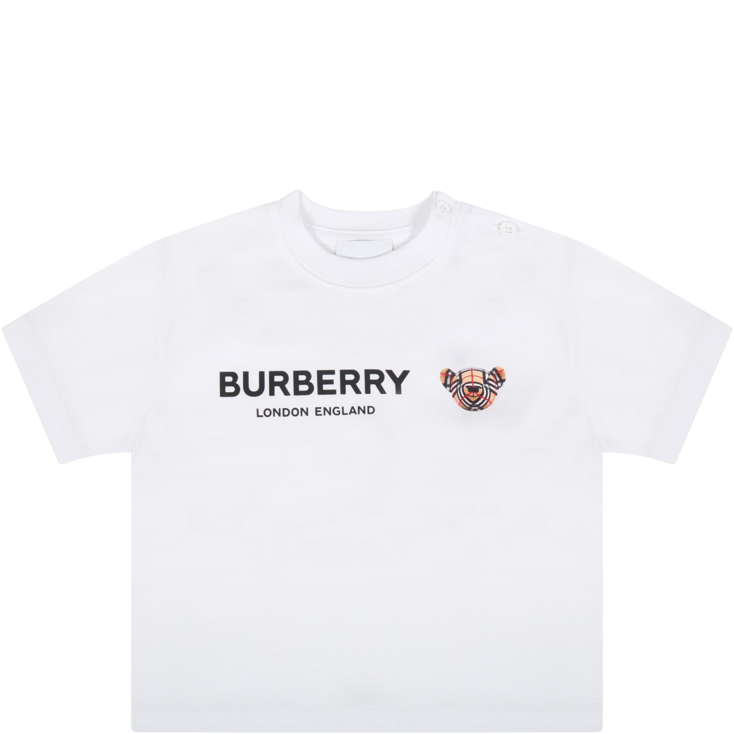 Burberry White T-shirt For Baby Kids With Logo