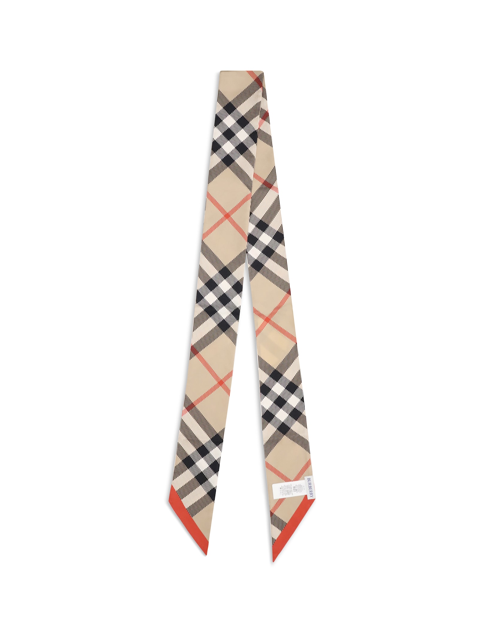 Burberry Thin Silk Scarf Check Beige Women In Gold