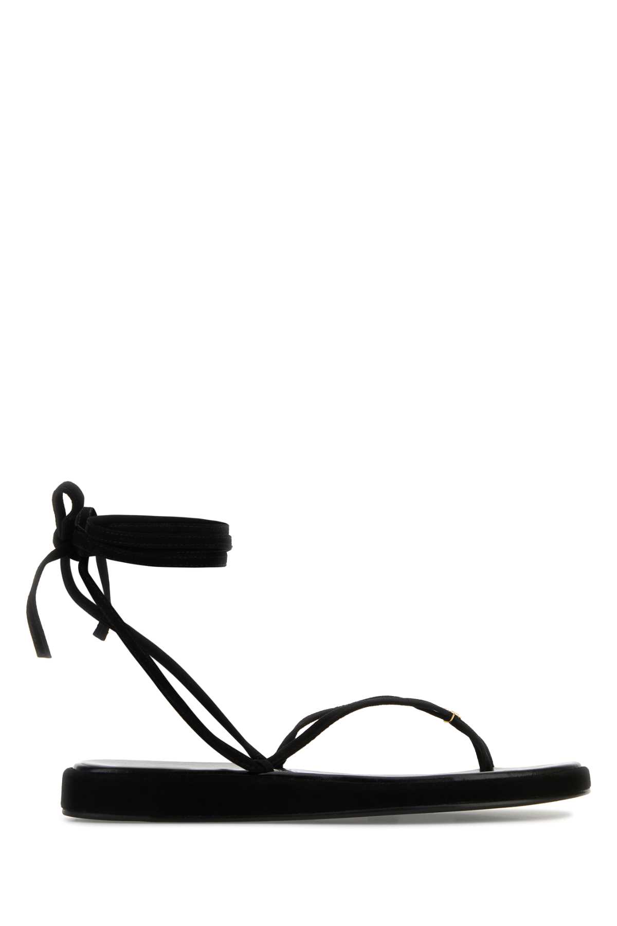 Tory Burch Suede Capri Sandals Flat Sole Strappy Design In Black