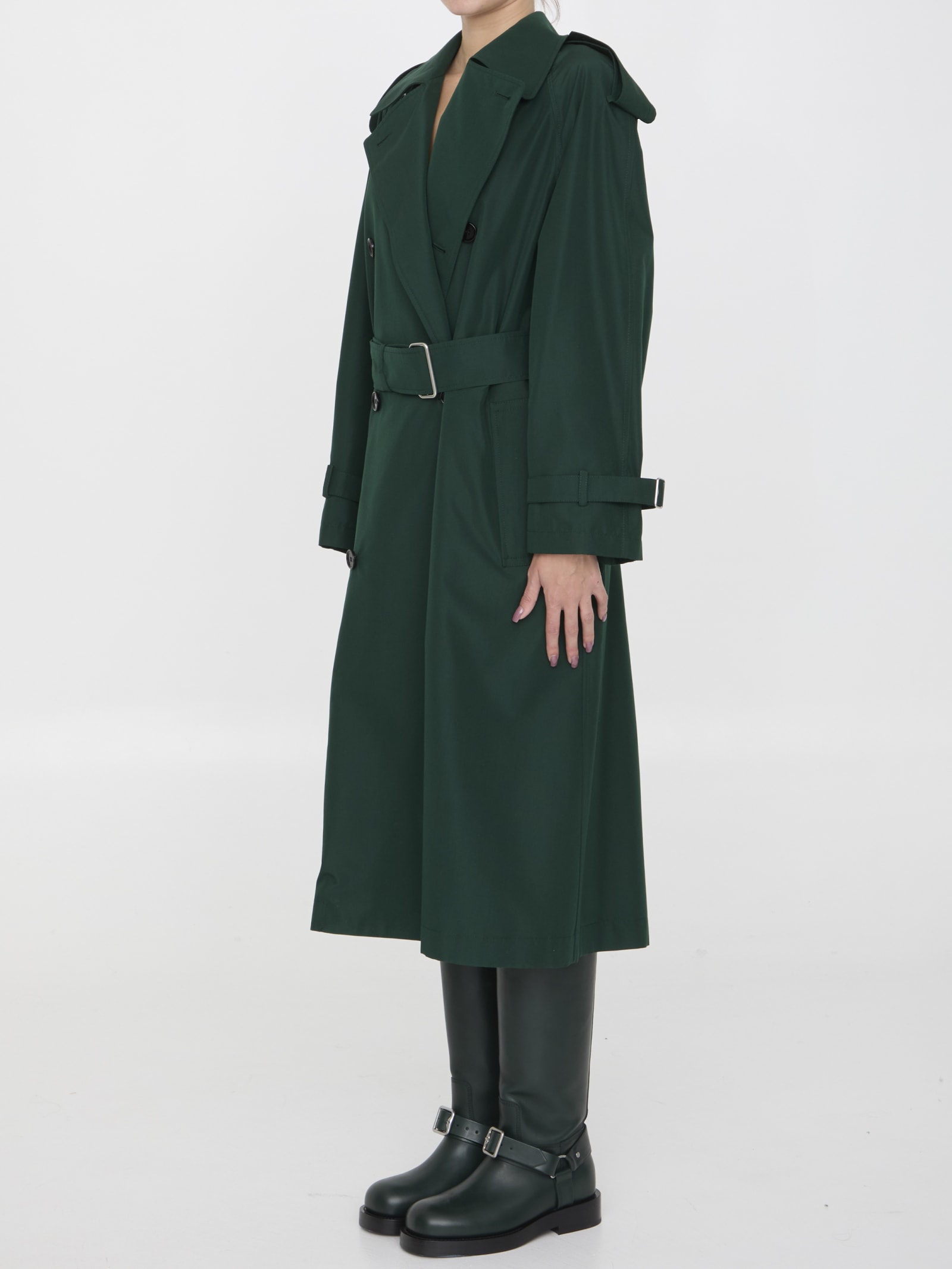 Shop Burberry Long Trench Coat In Green